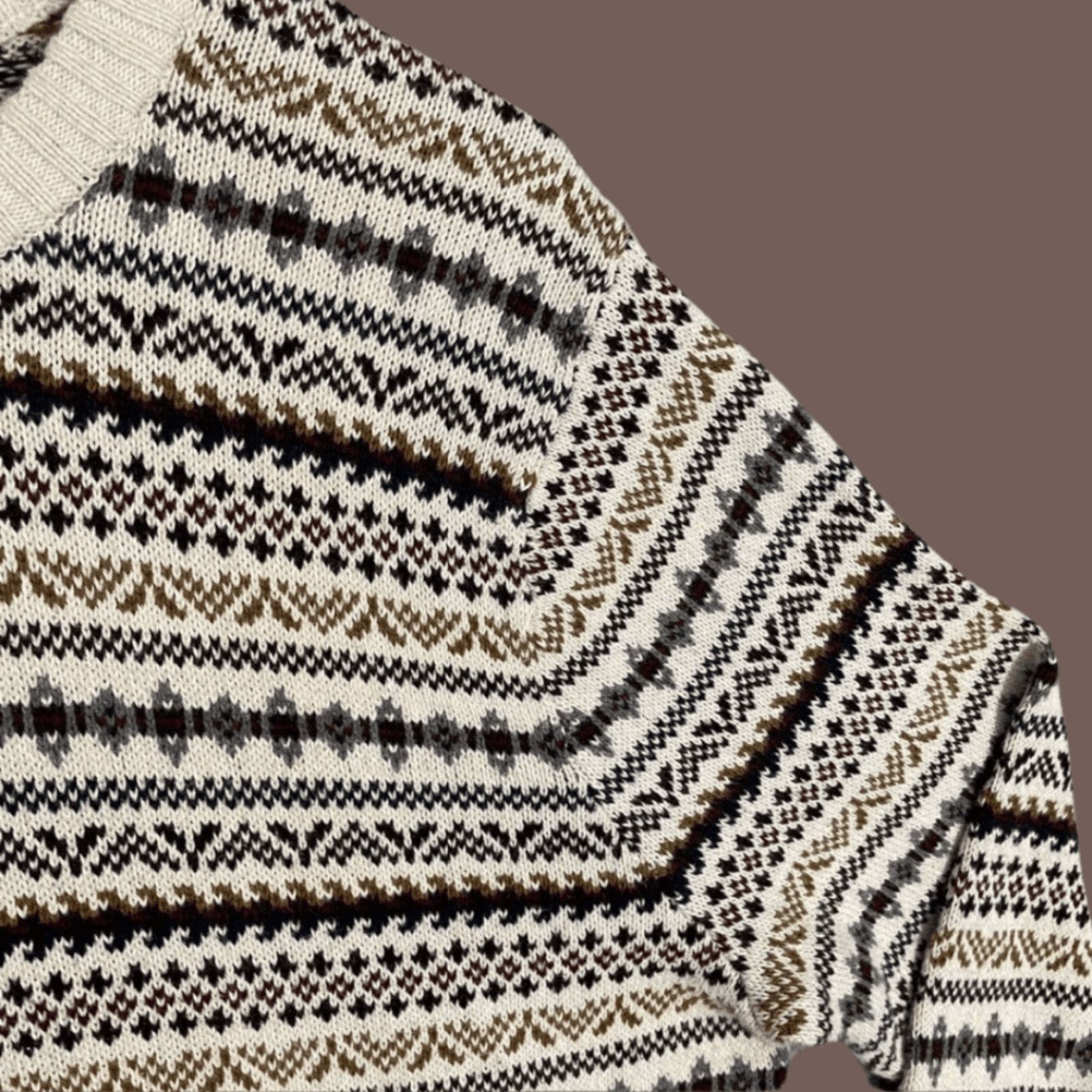 Croft & Barrow VTG Fair Isle Sweater Croft & Barrow Cream Grandpacore Size US L / EU 52-54 / 3 - 2 Thumbnail
