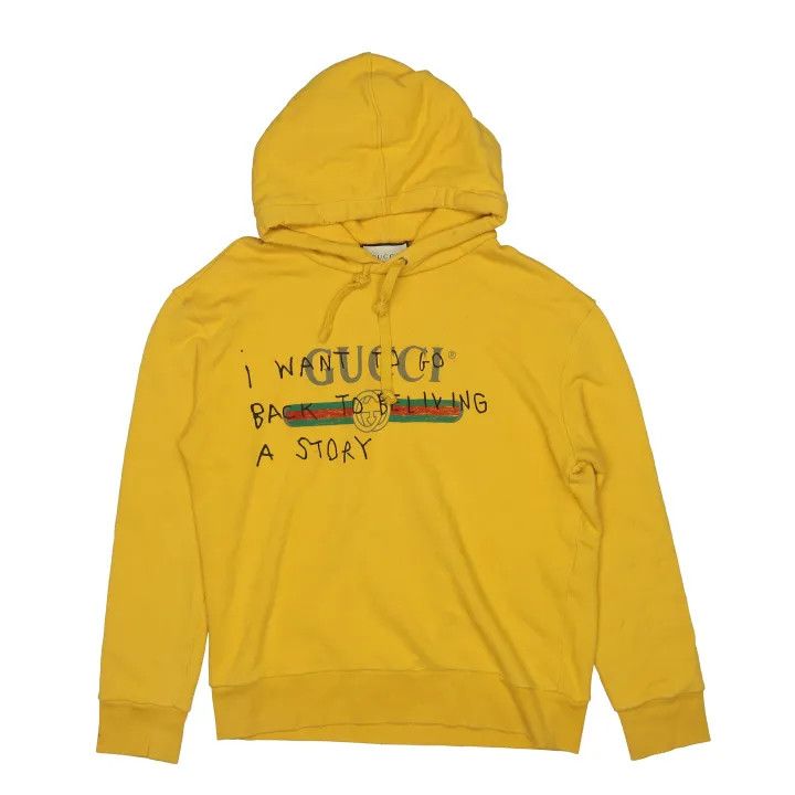 Gucci Gucci Yellow Hooded Sweatshirt with Logo Size US L / EU 52-54 / 3 - 1 Thumbnail
