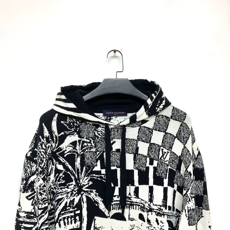 Louis Vuitton LOUIS VUITTON size 5l Classic Black and White Puzzle Hoodi Size US M / EU 48-50 / 2 - 2 Thumbnail