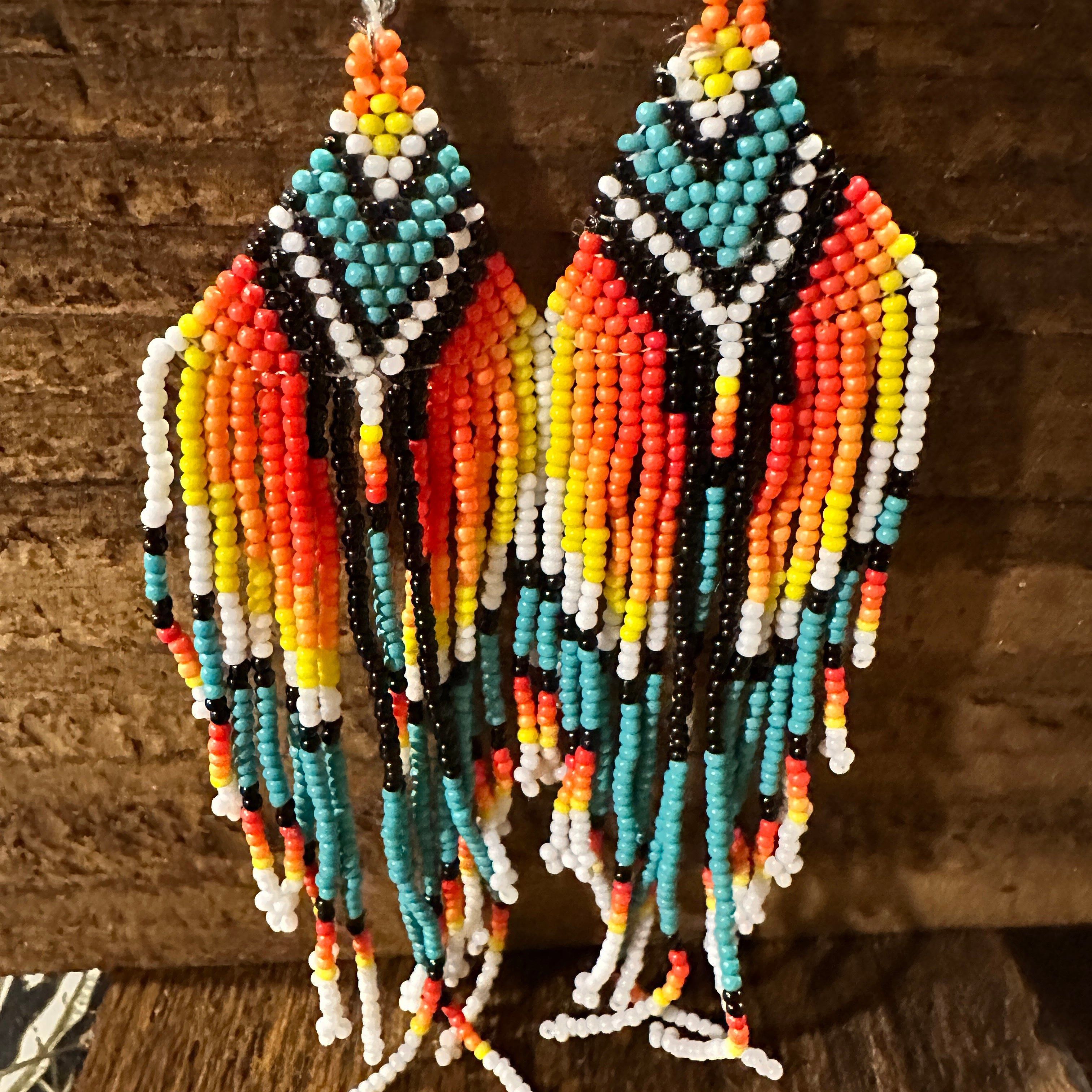 Other Elegant Navajo Seed Bead Dangle Earrings with Orange Turquoi Size ONE SIZE - 3 Thumbnail