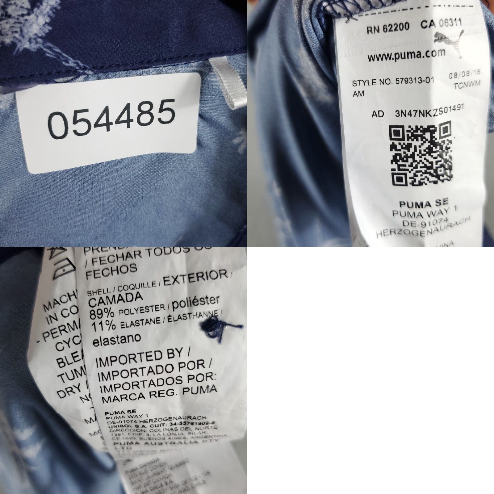 Puma PUMA Shirt Mens XL Blue Button-Up Short Sleeve Casual Geometric Logo Size US XL / EU 56 / 4 - 8 Thumbnail