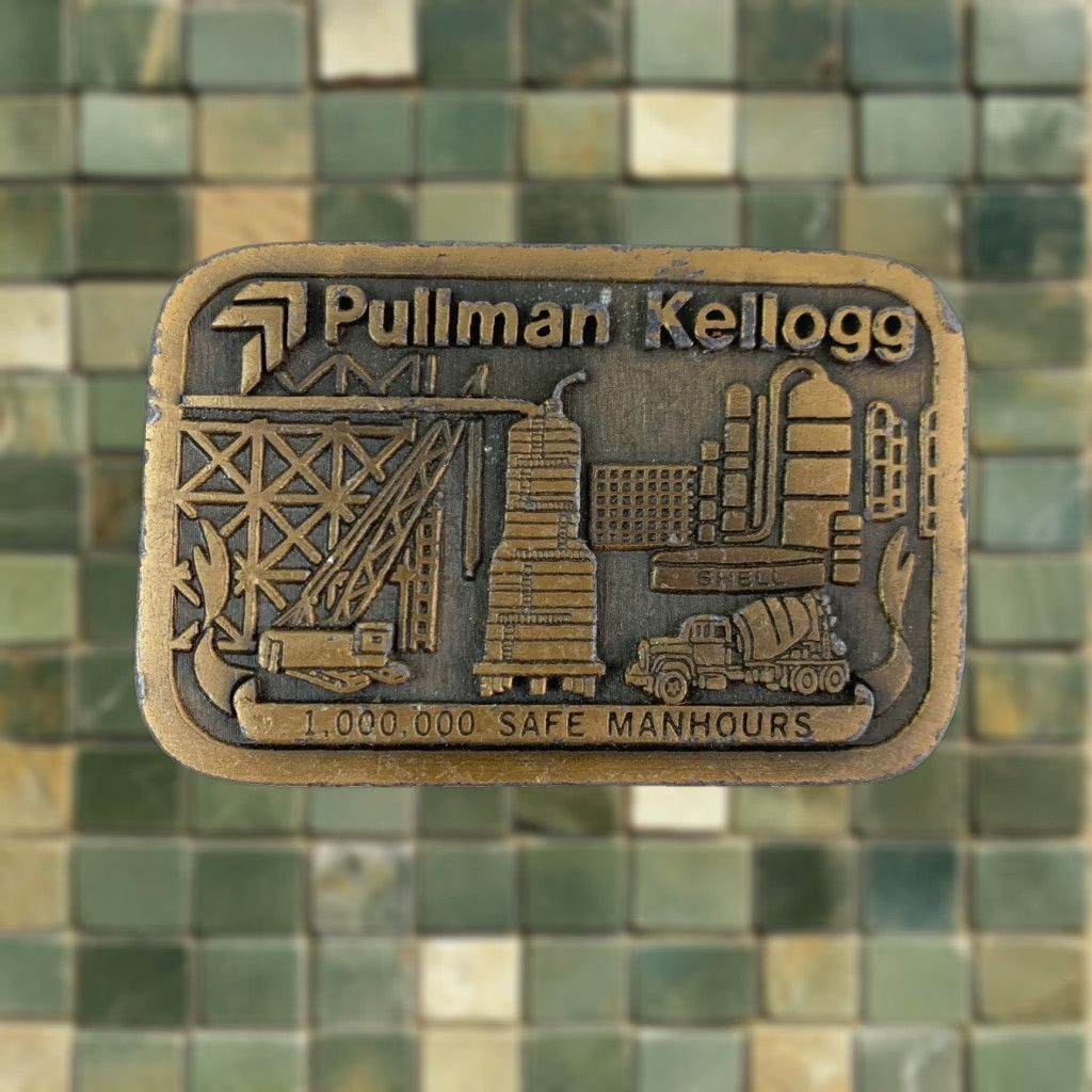 Vintage VINTAGE Pullman & Kellogg One Million Safe Manhours 1980 Metal Belt Buckle Men Belt Buckle Western Buckle Metal Size ONE SIZE - 1 Thumbnail