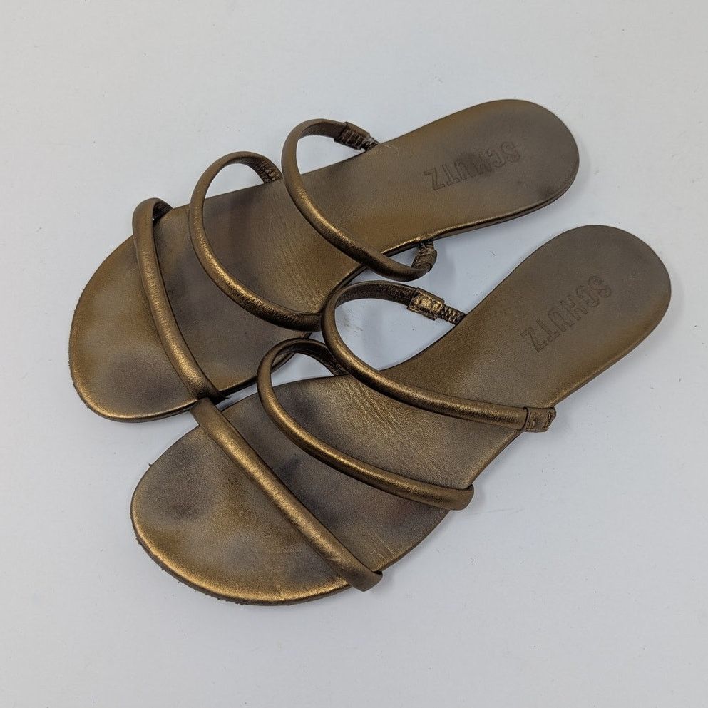 SCHUTZ Schutz Flat Gladiator Slip On Sandal Gold Size 6.5 Size US 6.5 / IT 36.5 - 11 Thumbnail