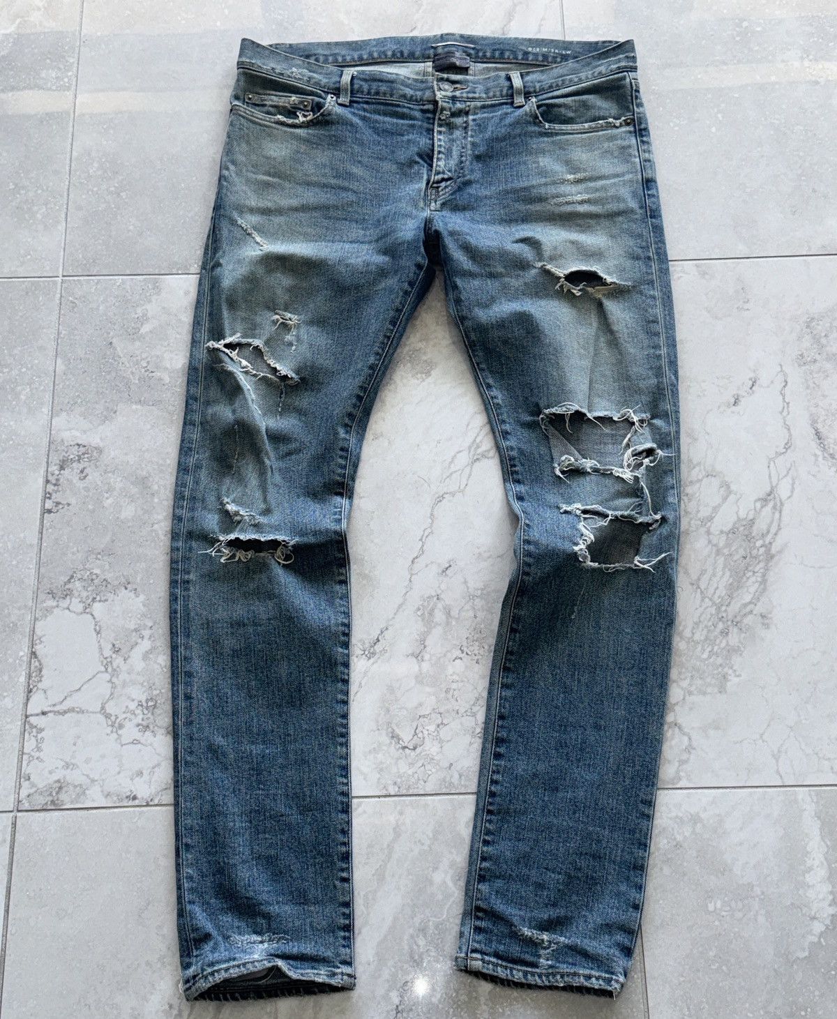 Saint Laurent Paris Timeless Distressed Denim 34 36 (2015 Hedi Slimane Era) Size US 34 / EU 50 - 1 Thumbnail