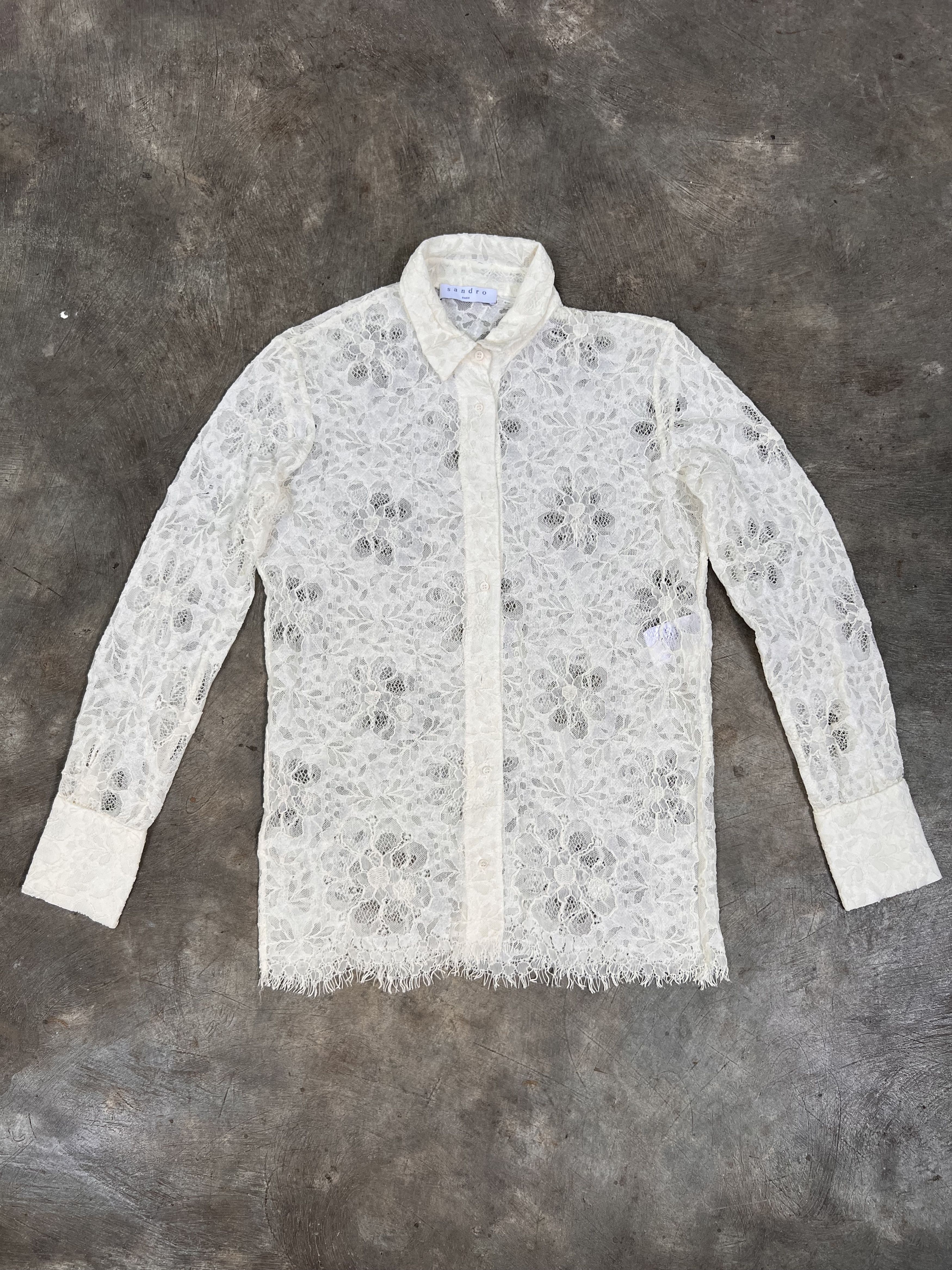 Sandro sandro ecru long lace sleeve blouse Size M / US 6-8 / IT 42-44 - 1 Thumbnail