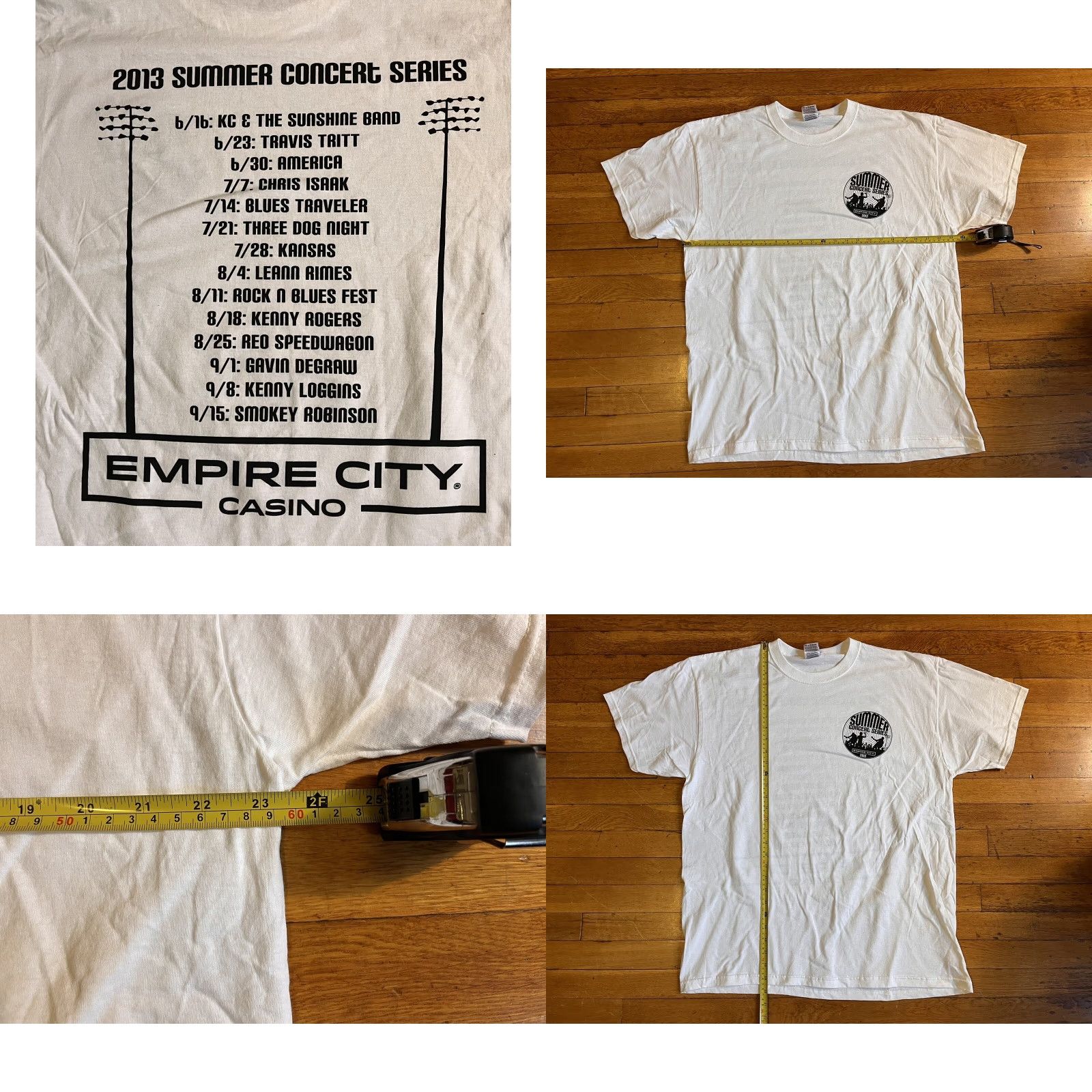 Fruit Of The Loom Empire City Casino Summer Concert Series 2013 Shirt Men's XL White Graphic Print T-Shirt Band Music Rock Retro Size US XL / EU 56 / 4 - 8 Thumbnail