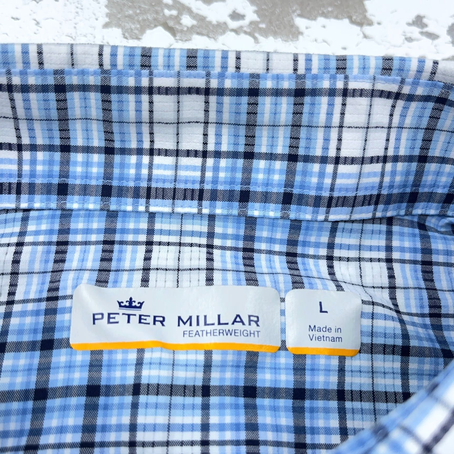 Peter Millar Peter Millar Shirt Men Large Blue Button Up Performance Golf Tartan Plaid Dress Size 42R - 3 Thumbnail