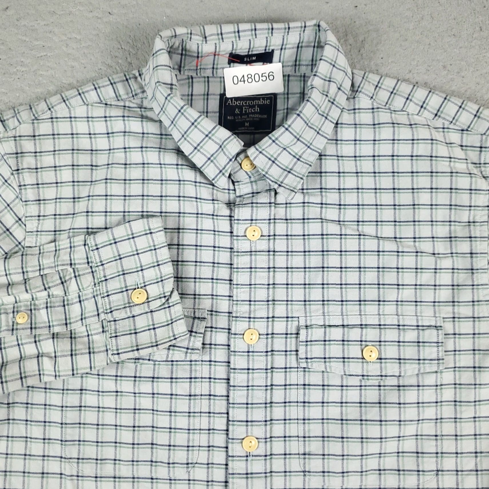 Abercrombie & Fitch Abercrombie & Fitch Shirt Mens Medium Blue Green Check Button Up Long Sleeve Size US XL / EU 56 / 4 - 2 Thumbnail