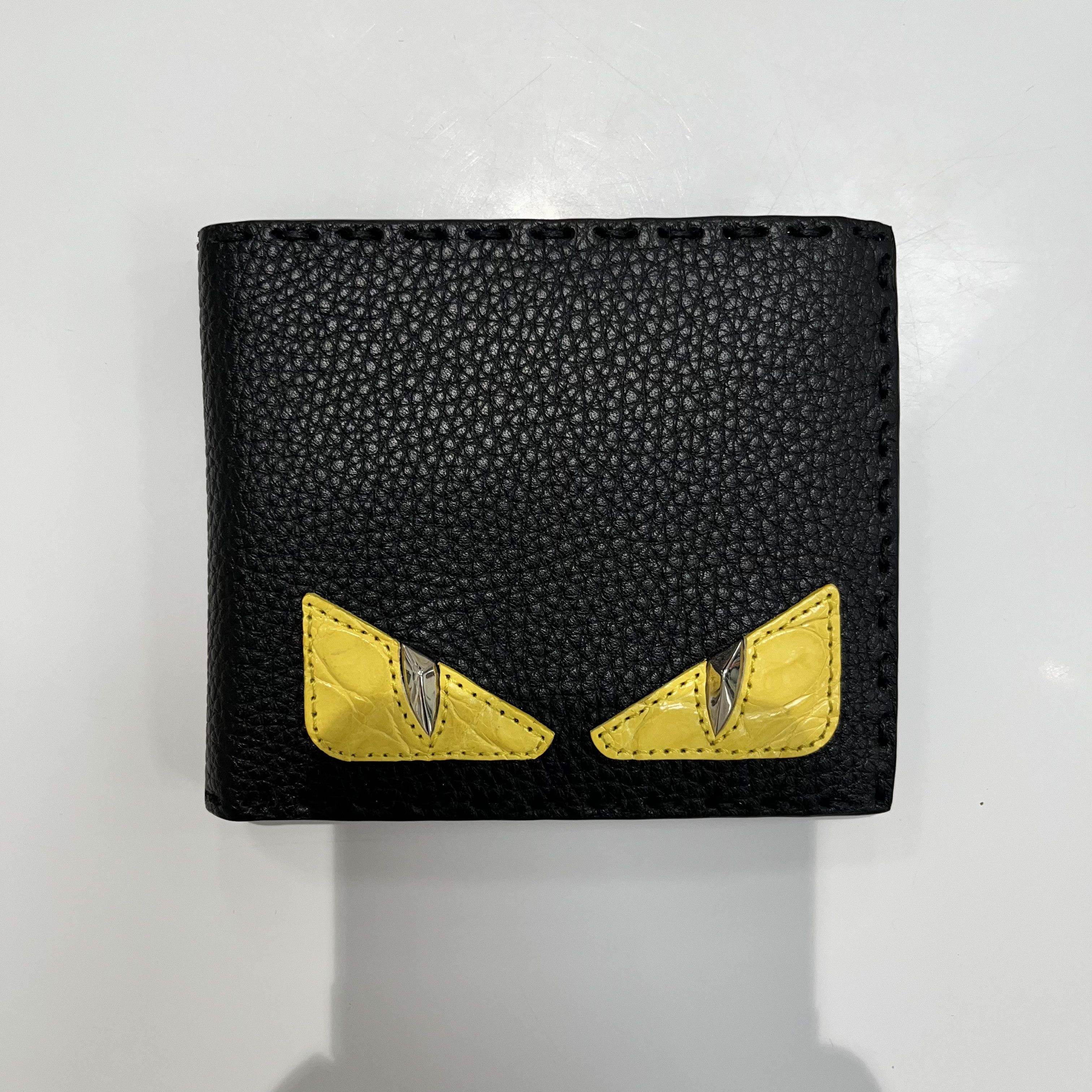 Fendi Fendi Calf Cayman Leather Wallet Black/Yellow Size ONE SIZE - 2 Thumbnail