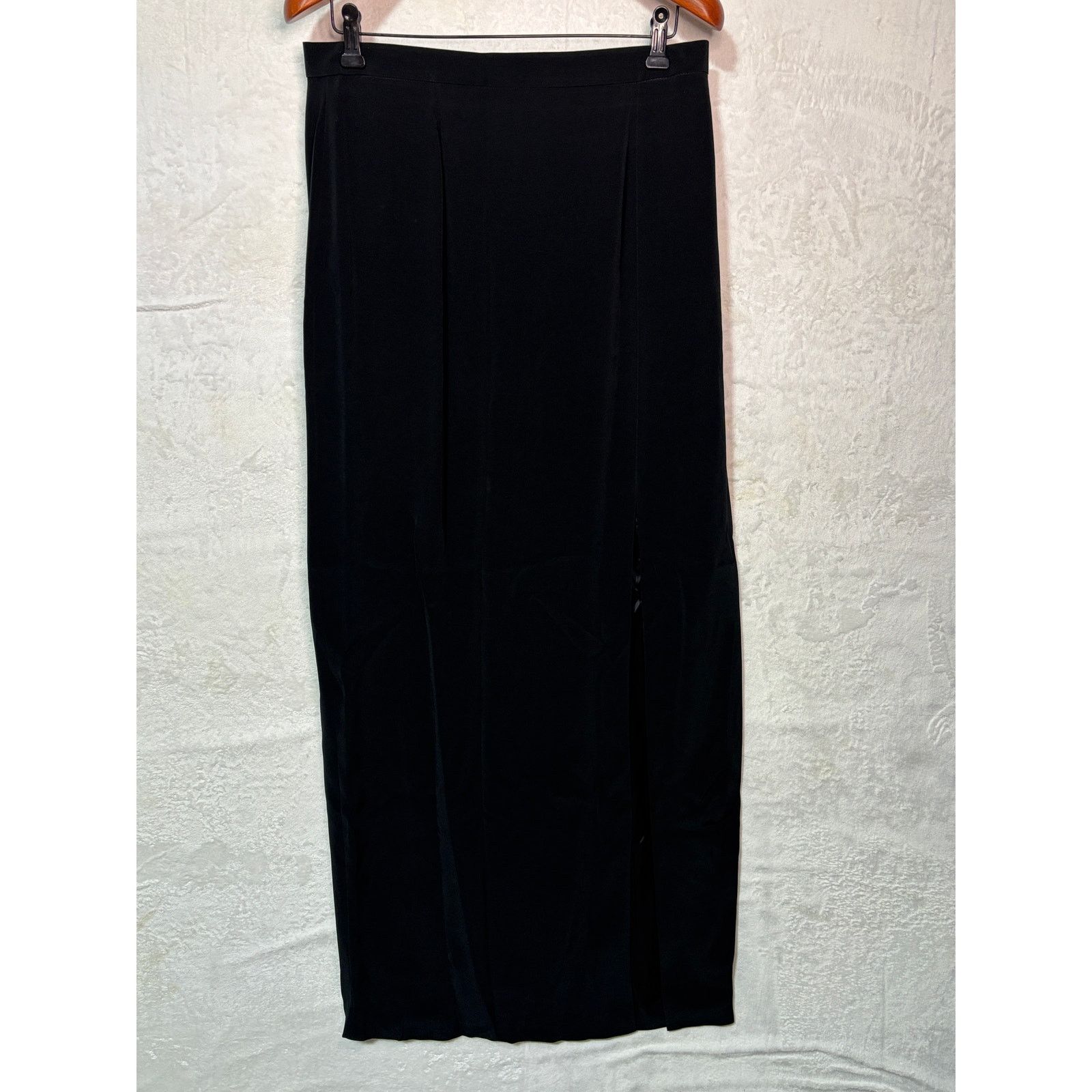 Oleg Cassini OLEG CASSINI Black Maxi Pencil Skirt w/ High Slit | Size 14 Size 36" / US 14 / IT 50 - 8 Thumbnail
