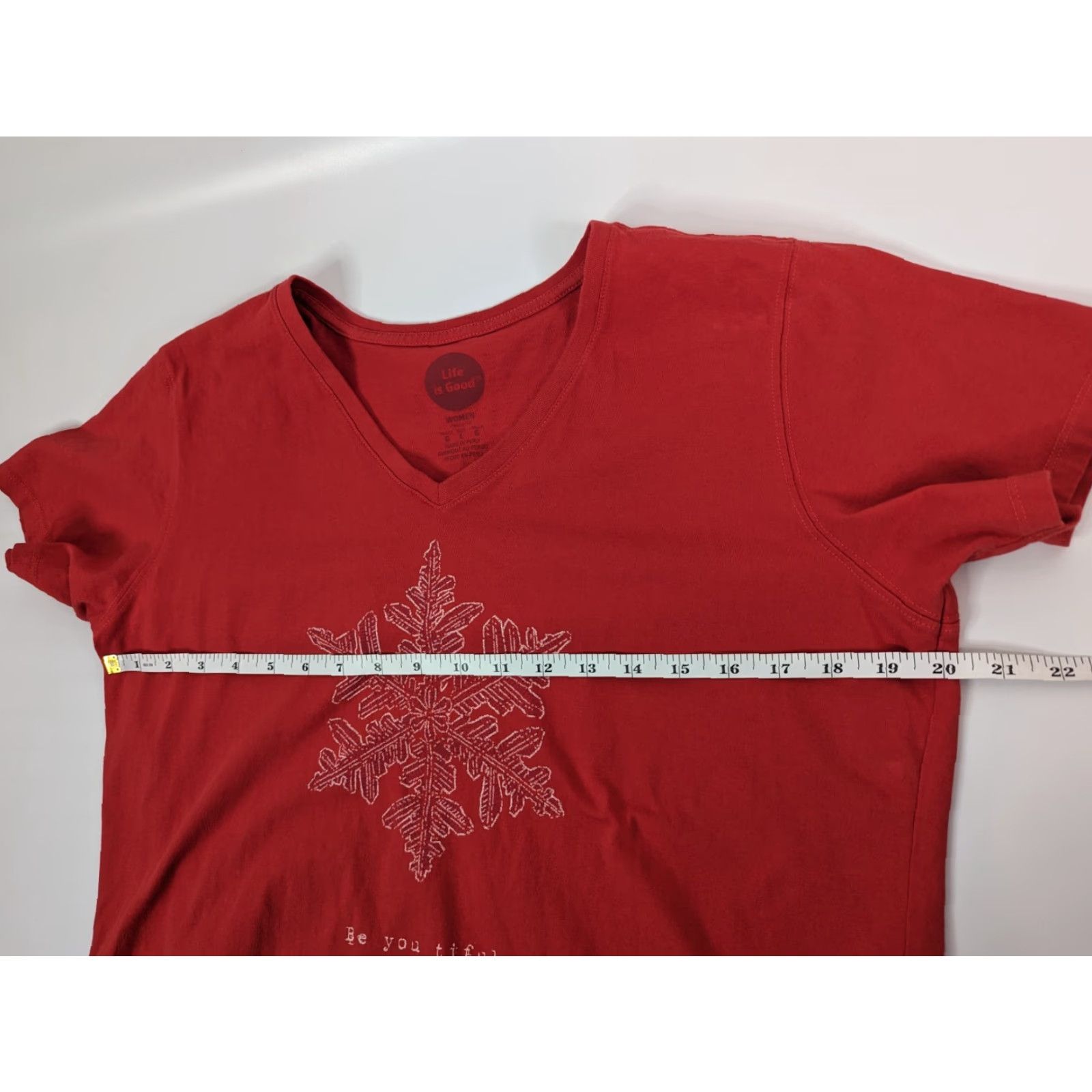Life is Good Life is Good Red Womens Large Classic Fit Tee Shirt Be You Tiful Snowflake Fun Shirt Womens L Red Be You Tiful Snowflake Fun Size L / US 10 / IT 46 - 6 Thumbnail