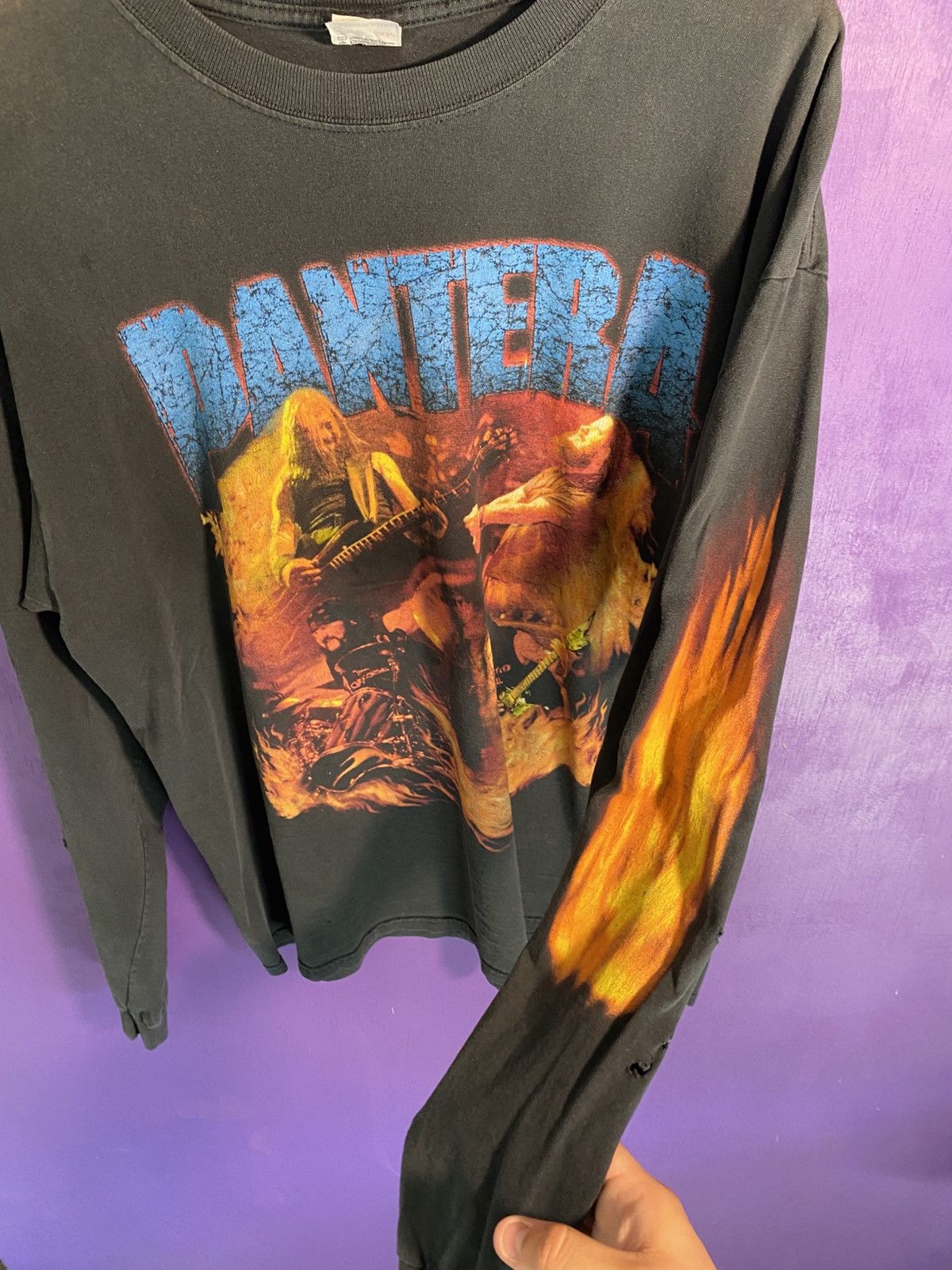 Band Tees Vintage 2001 Pantera flames long-sleeve faded t-shirt Size US XL / EU 56 / 4 - 3 Thumbnail