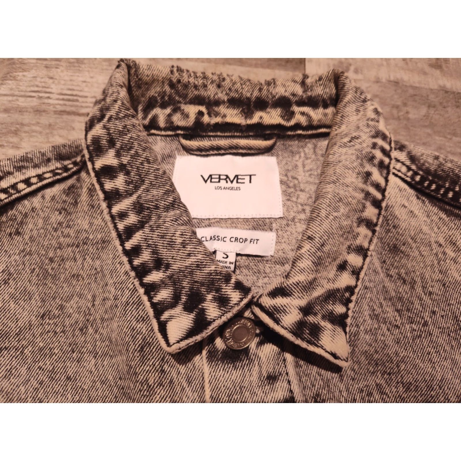 Denime Vervet Women's Cropped Denim Jacket Size S Gray 90s Distressed Casual Spring Fall Summer Size 28" / US 6 / IT 42 - 6 Thumbnail