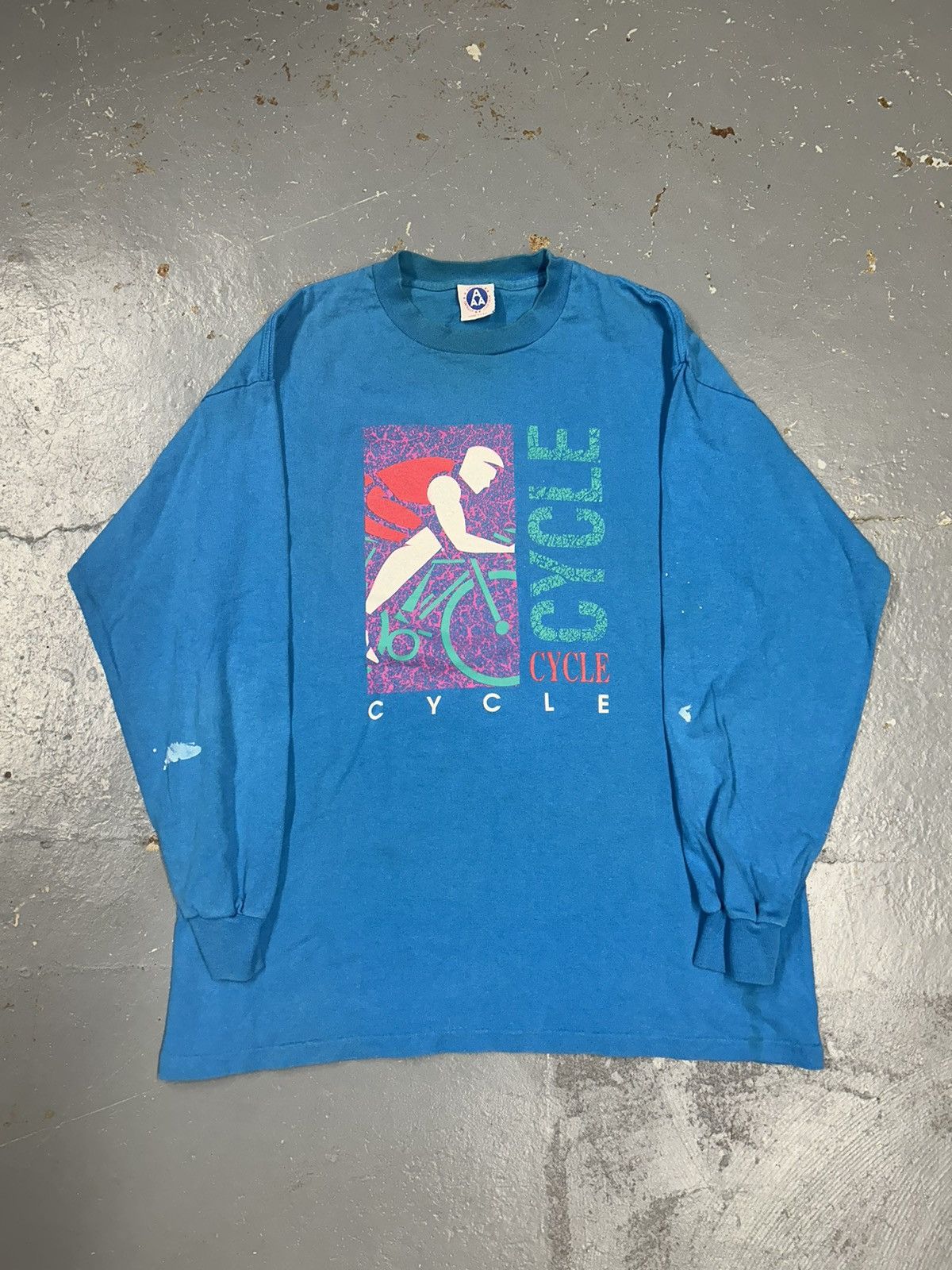 Vintage Crazy Vintage 90s Essential Cycle Longsleeve Graphic T-Shirt Size US L / EU 52-54 / 3 - 1 Thumbnail