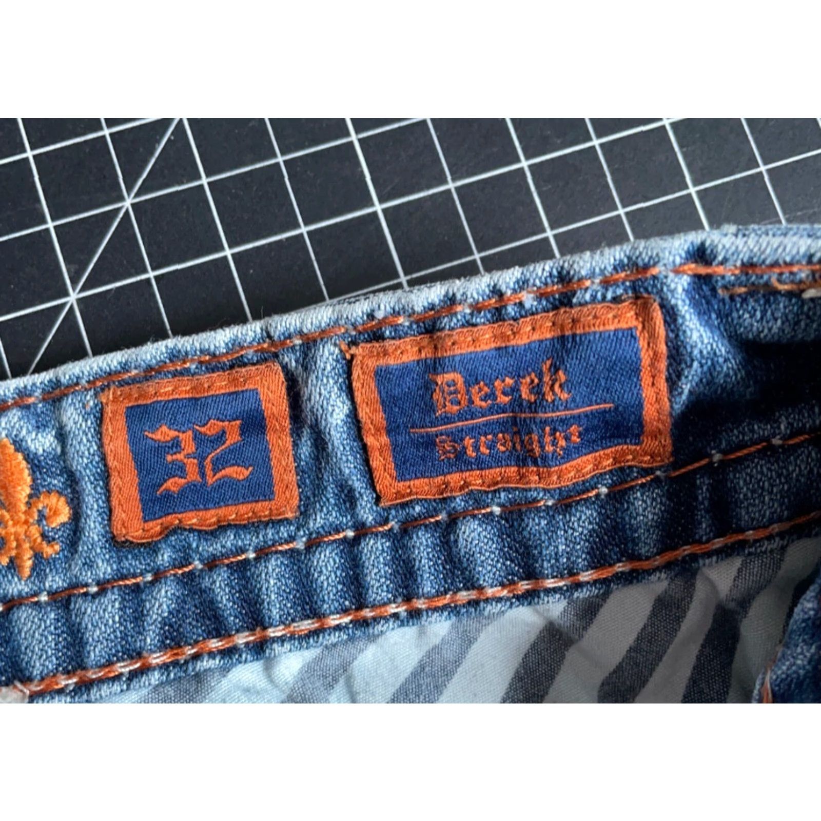 Vintage Rock Revival Jeans Straight 32x28 Men's Blue Distressed Studded 90s Rock Denim Denim Shirt? Size US 32 / EU 48 - 4 Thumbnail