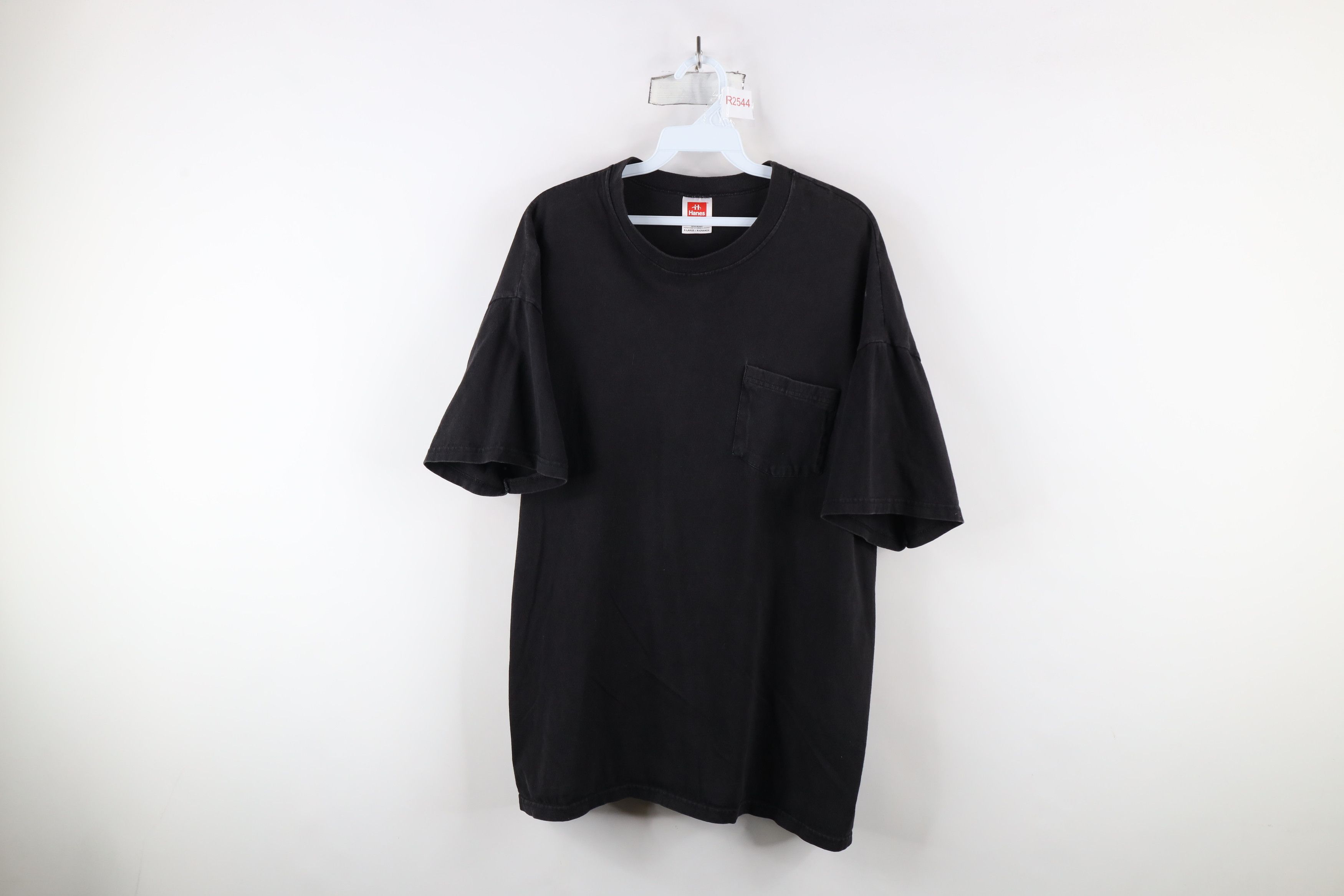 Vintage Vintage 90s Streetwear Blank Cotton Pocket T-Shirt Black Size US XL / EU 56 / 4 - 1 Thumbnail