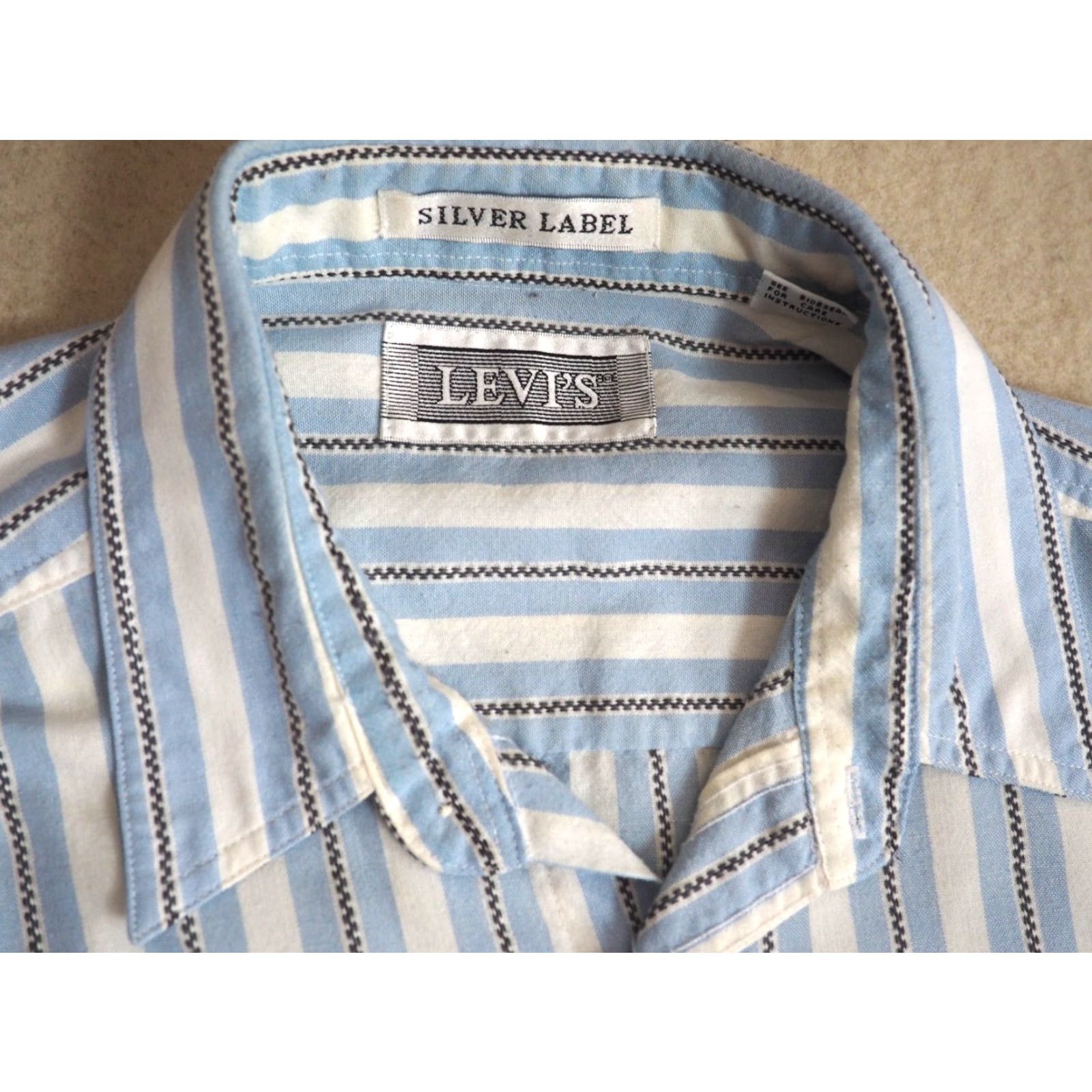 Levi's VTG Levi's Button-Front Shirt Mens L Casual 1990s 90s Striped Blue White Cotton Grunge Baggy Long Sleeve Size US L / EU 52-54 / 3 - 4 Thumbnail