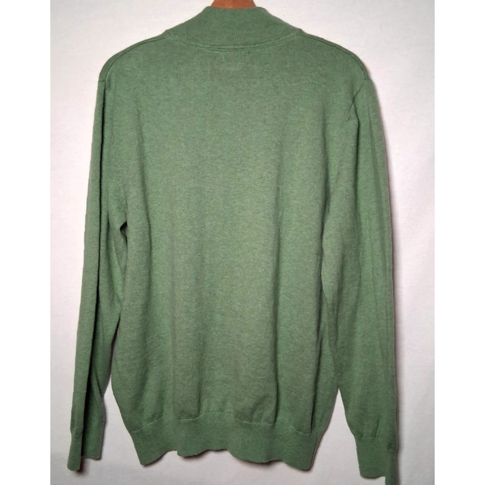 Vintage LL Bean Sweater Men Large Green Cotton Cashmere Knit Pullover 1/4 Zip Classic Size US L / EU 52-54 / 3 - 2 Thumbnail