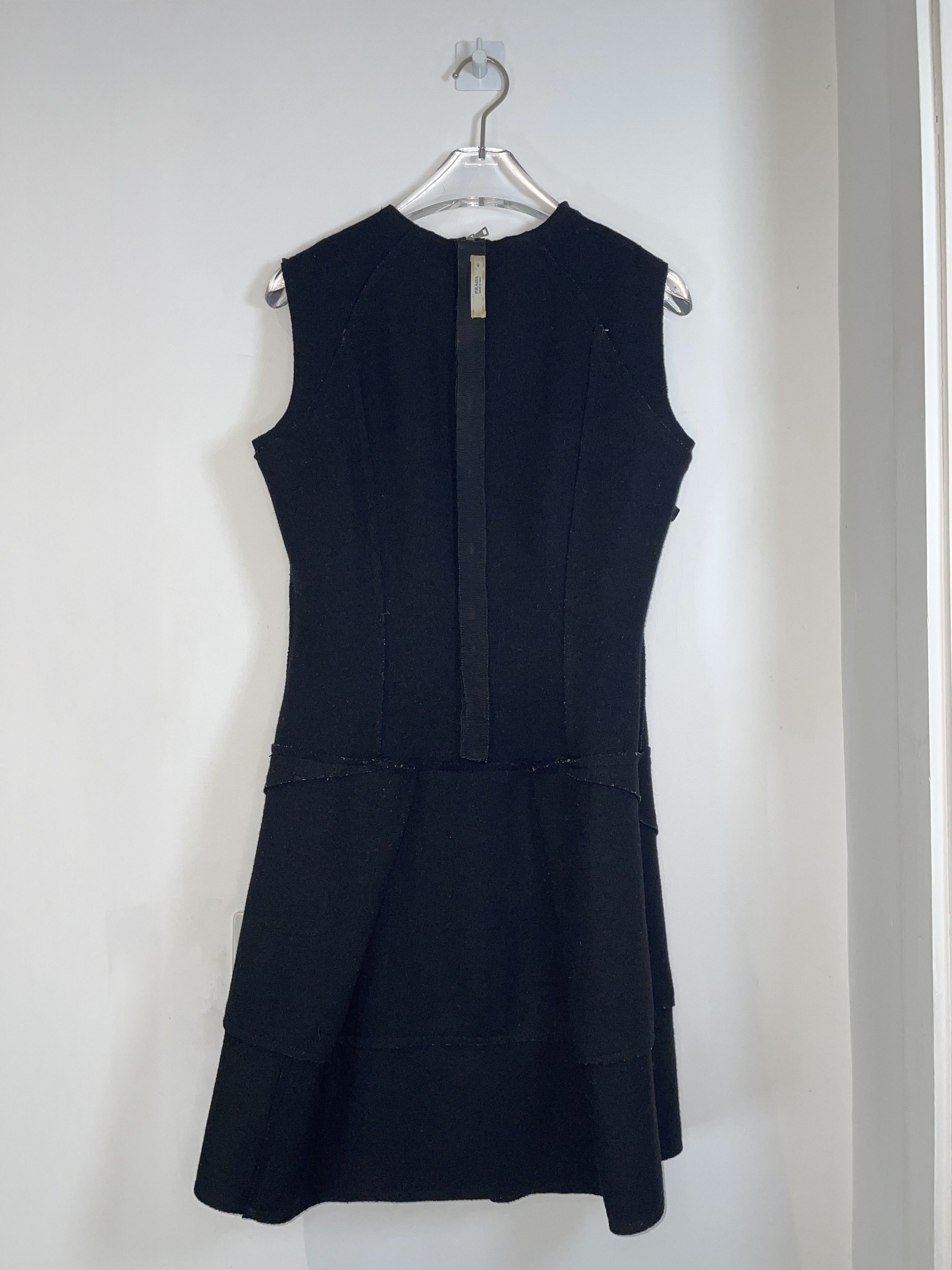Prada Black Wool Vinyl Trim Detail Dress | Size IT 40 UK 8 Small Size XS / US 0-2 / IT 36-38 - 5 Thumbnail