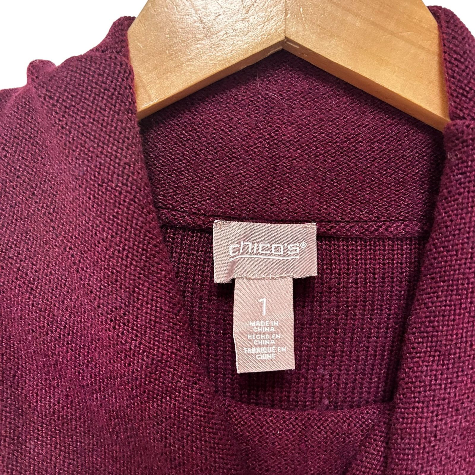 Chicos Chicos Maroon Cashmere Blend Knit Cowl Neck Sweater Sz M Size M / US 6-8 / IT 42-44 - 2 Thumbnail