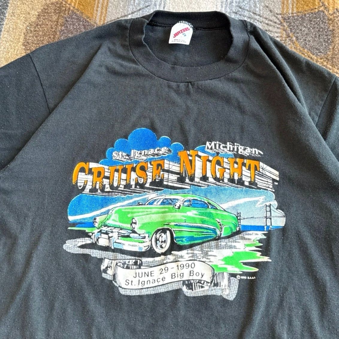 Jerzees VINTAGE 1990 Cruise Night Hot Rod Car T-Shirt Size L Jerzees Men Black 90s Cars Shirt Size US L / EU 52-54 / 3 - 3 Thumbnail