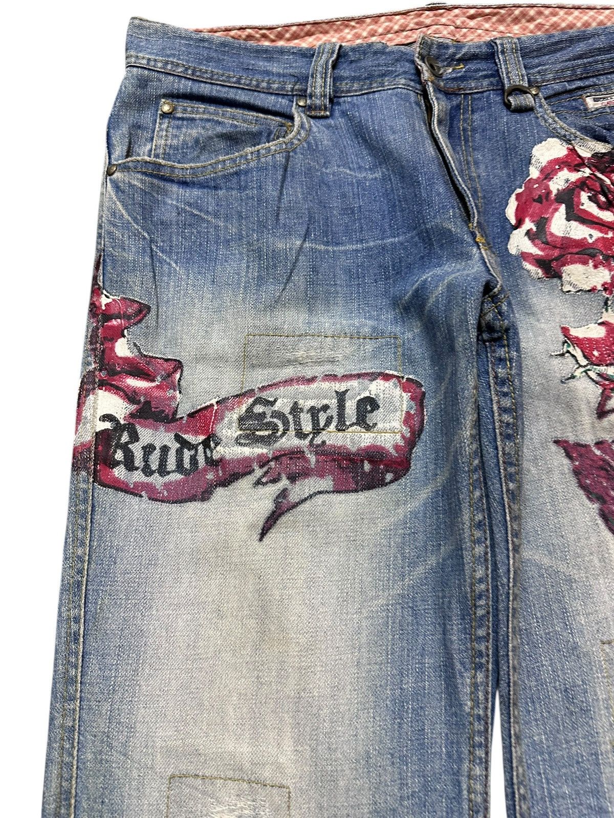 Who Decides War Vintage Nicole Club For Men Red Flower Printed Denim Size US 32 / EU 48 - 5 Thumbnail