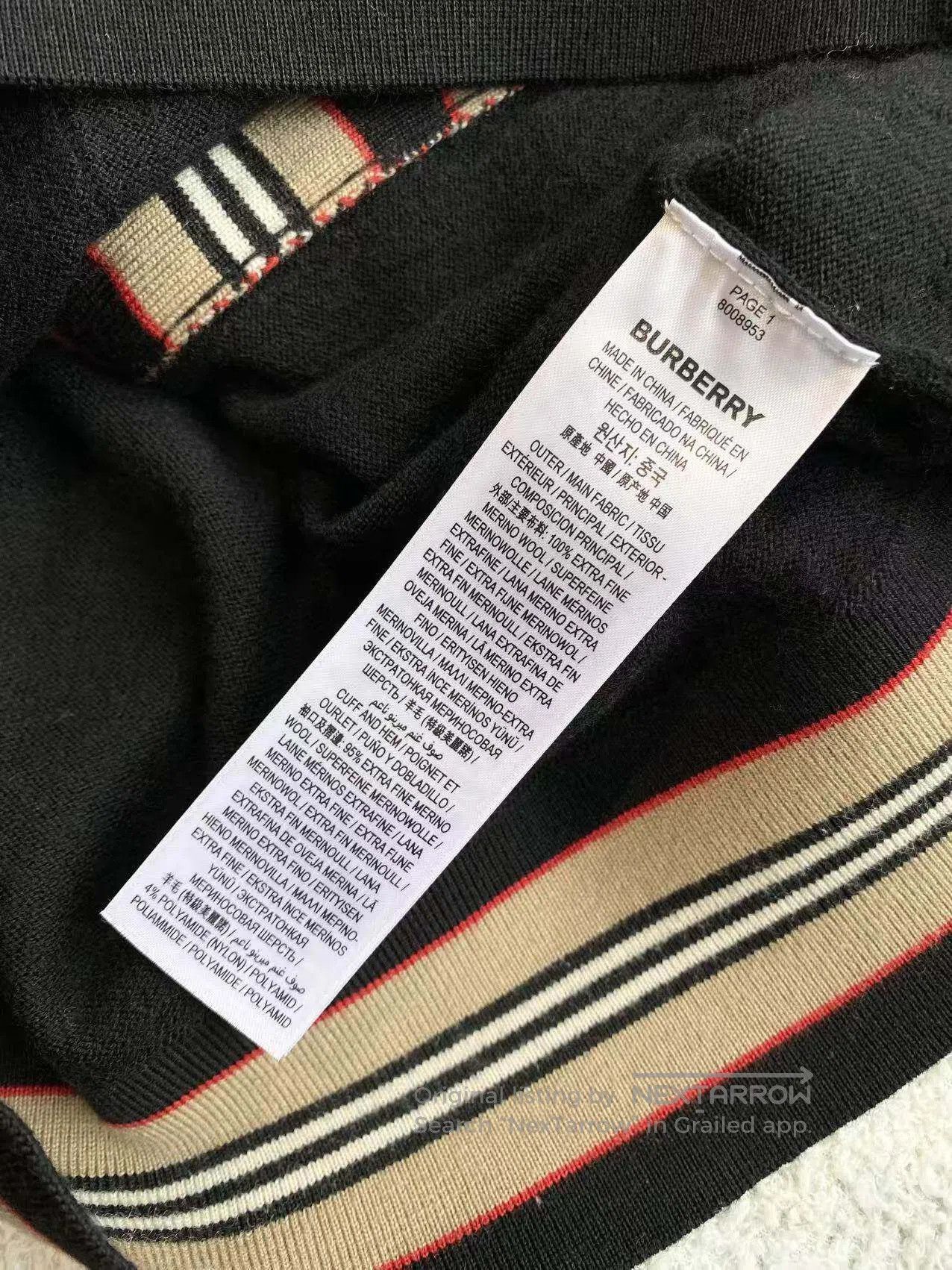 Burberry Burberry Wool Check Cardigan with Stripe Trim| Size M / US 6-8 / IT 42-44 - 5 Thumbnail
