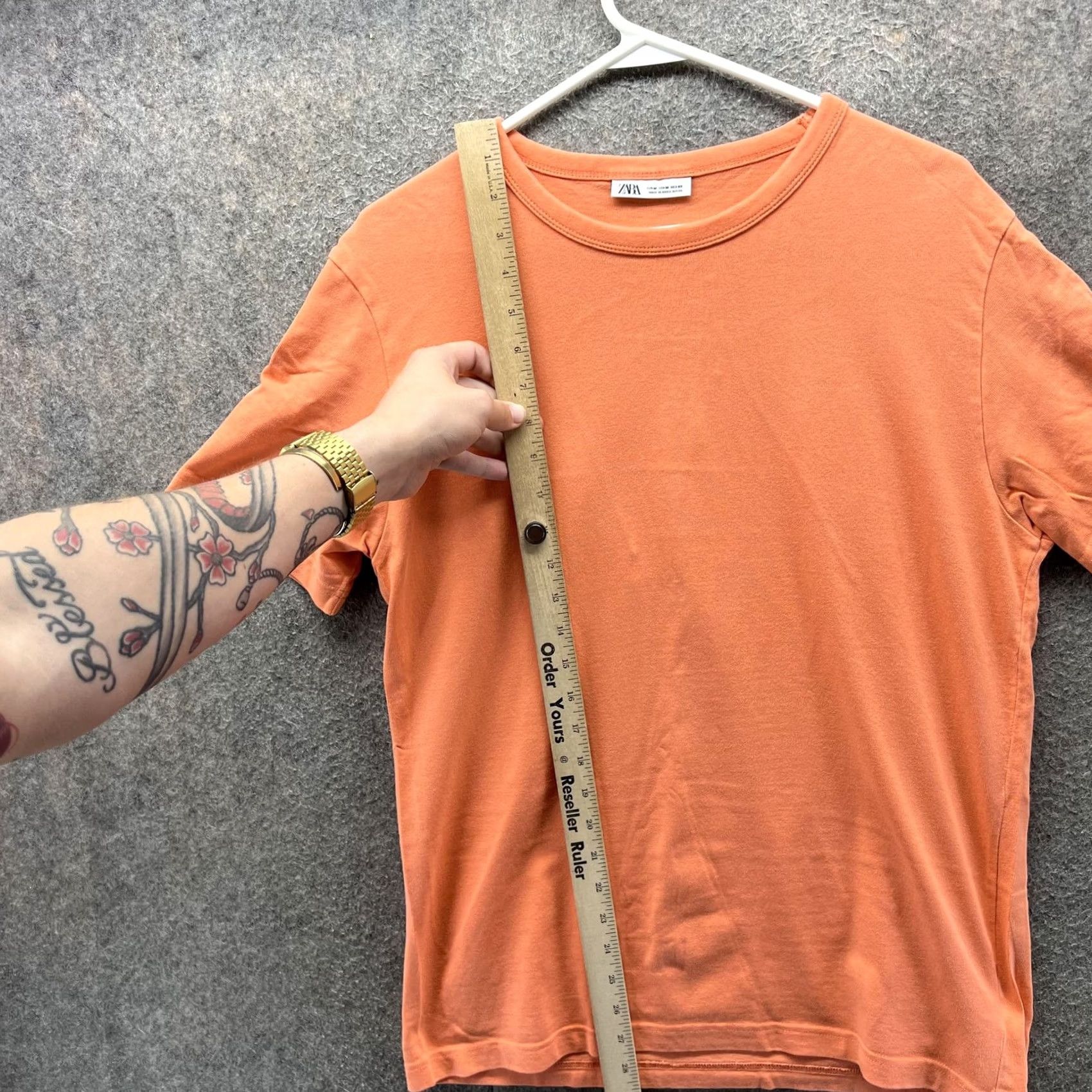 Zara Zara Shirt Mens M Orange Crewneck Short Sleeve Casual Basic Cotton Tee Size US M / EU 48-50 / 2 - 3 Thumbnail