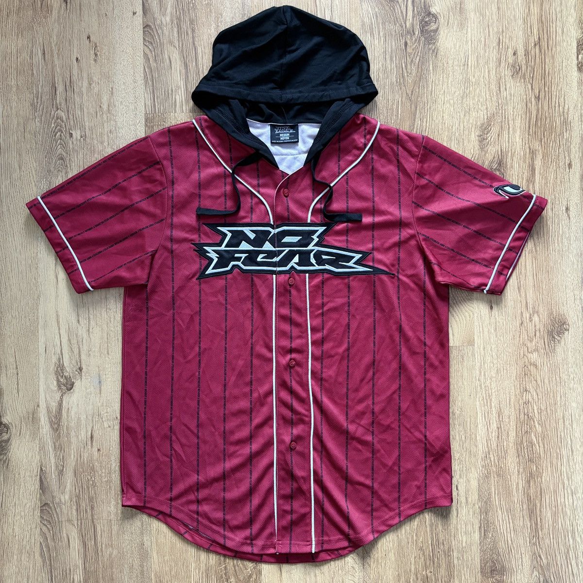 No Fear Vintage 90s y2k skater Red No Fear Hooded Jersey Size US M / EU 48-50 / 2 - 1 Thumbnail