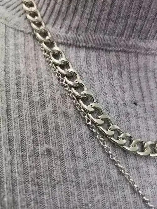 Jewelry Silver Three Circles Men's Necklace Size ONE SIZE - 2 Thumbnail