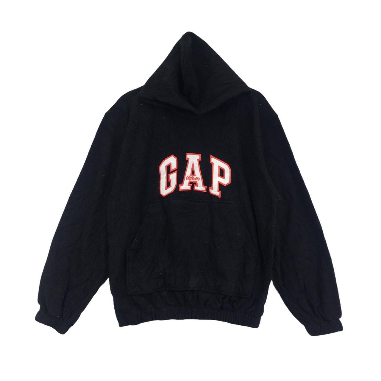 Gap Vtg GAP USA Big Logo Black Fleece Hoodie Size L / US 10 / IT 46 - 1 Thumbnail