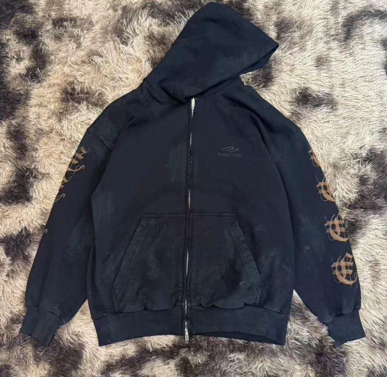 Balenciaga Balenciaga 23FW Sanskrit mud dyed zipper hoodie-2506 Size US XS / EU 42 / 0 - 1 Thumbnail