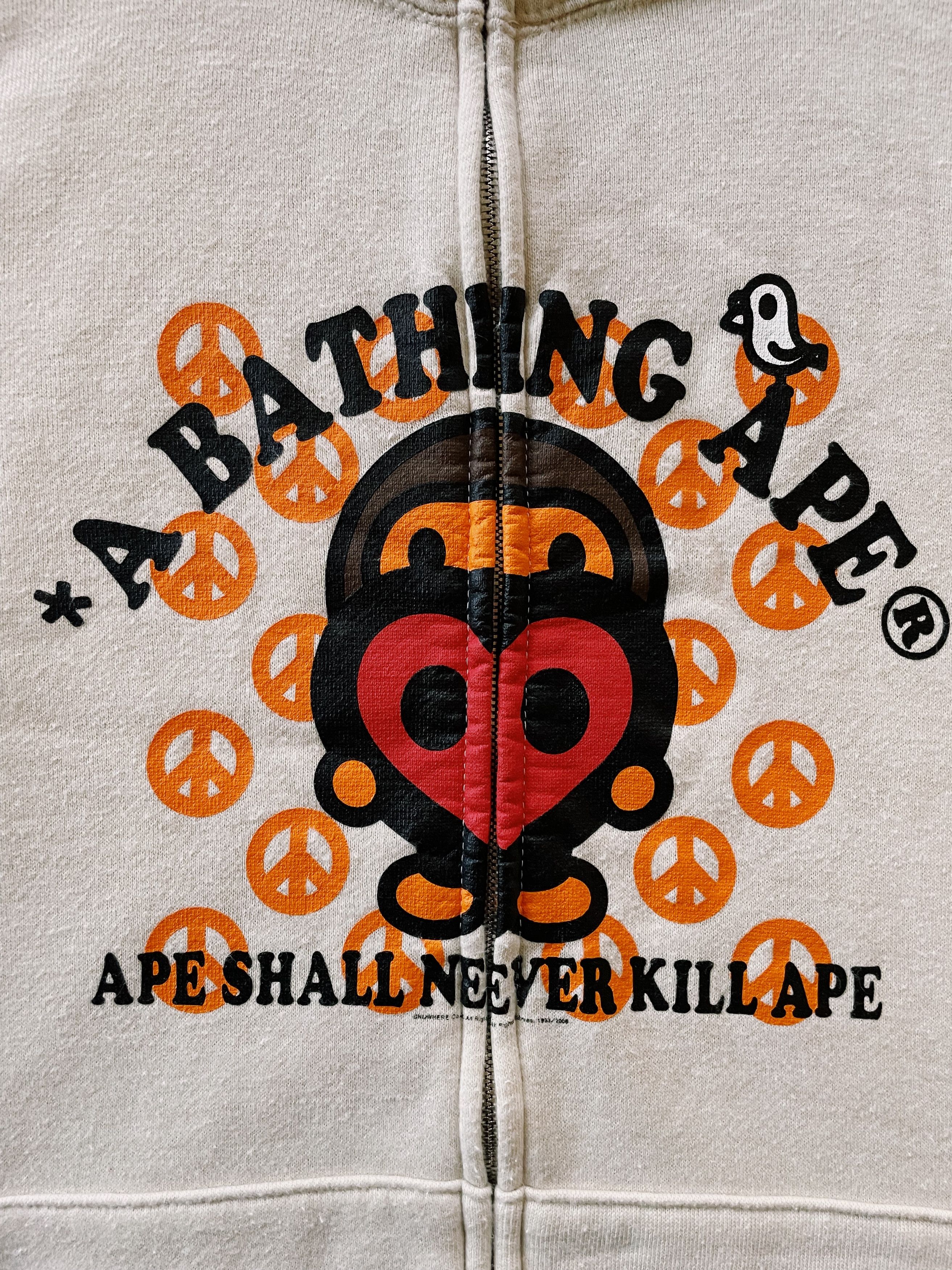 Vintage Y2K Bape Baby Milo Peace & Love Full zip Hoodie
