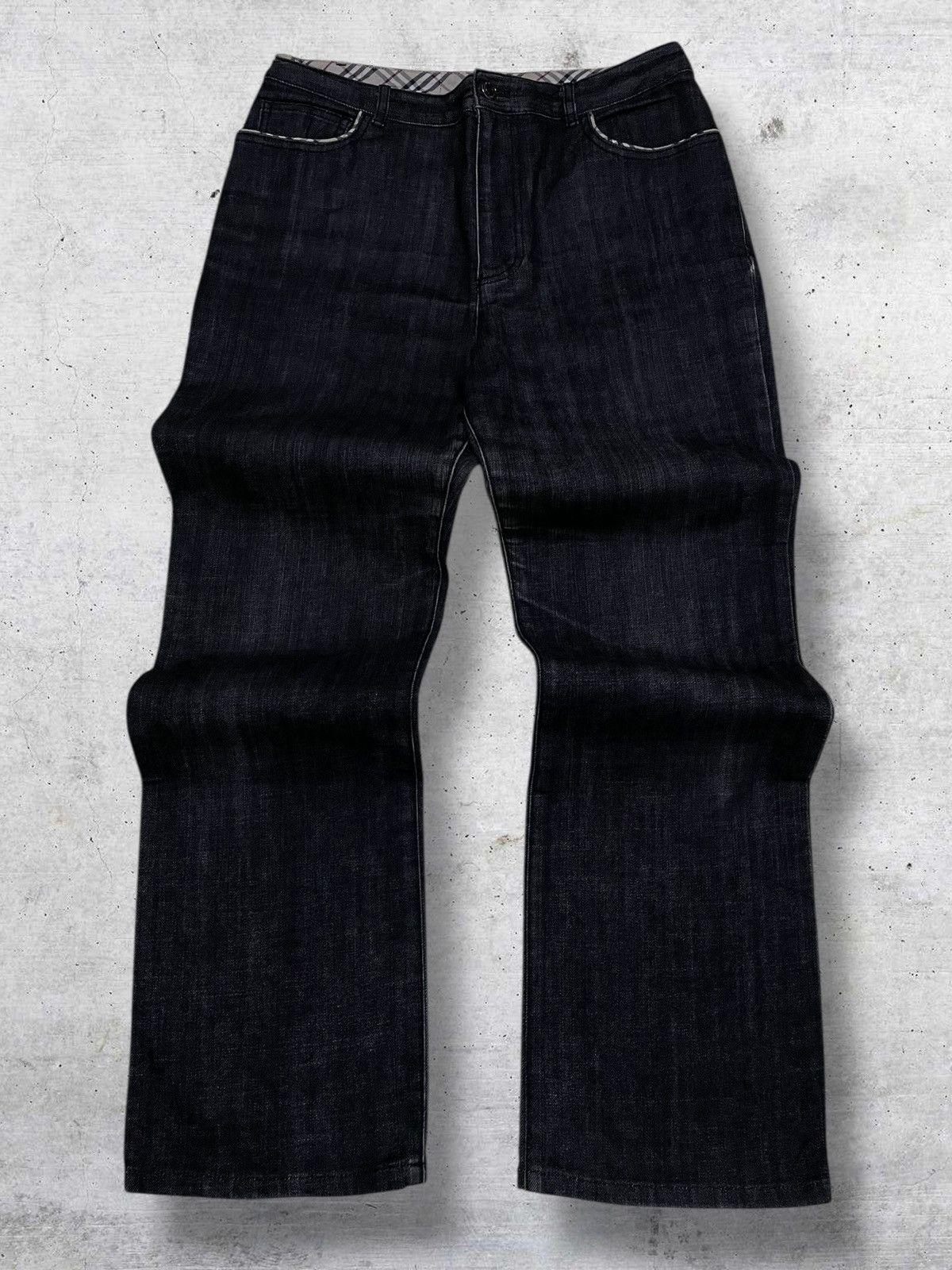 Burberry VINTAGE BURBEERY DESIGNER DEEP INDIGO PLAID PATTERN DENIM Size US 30 / EU 46 - 1 Thumbnail