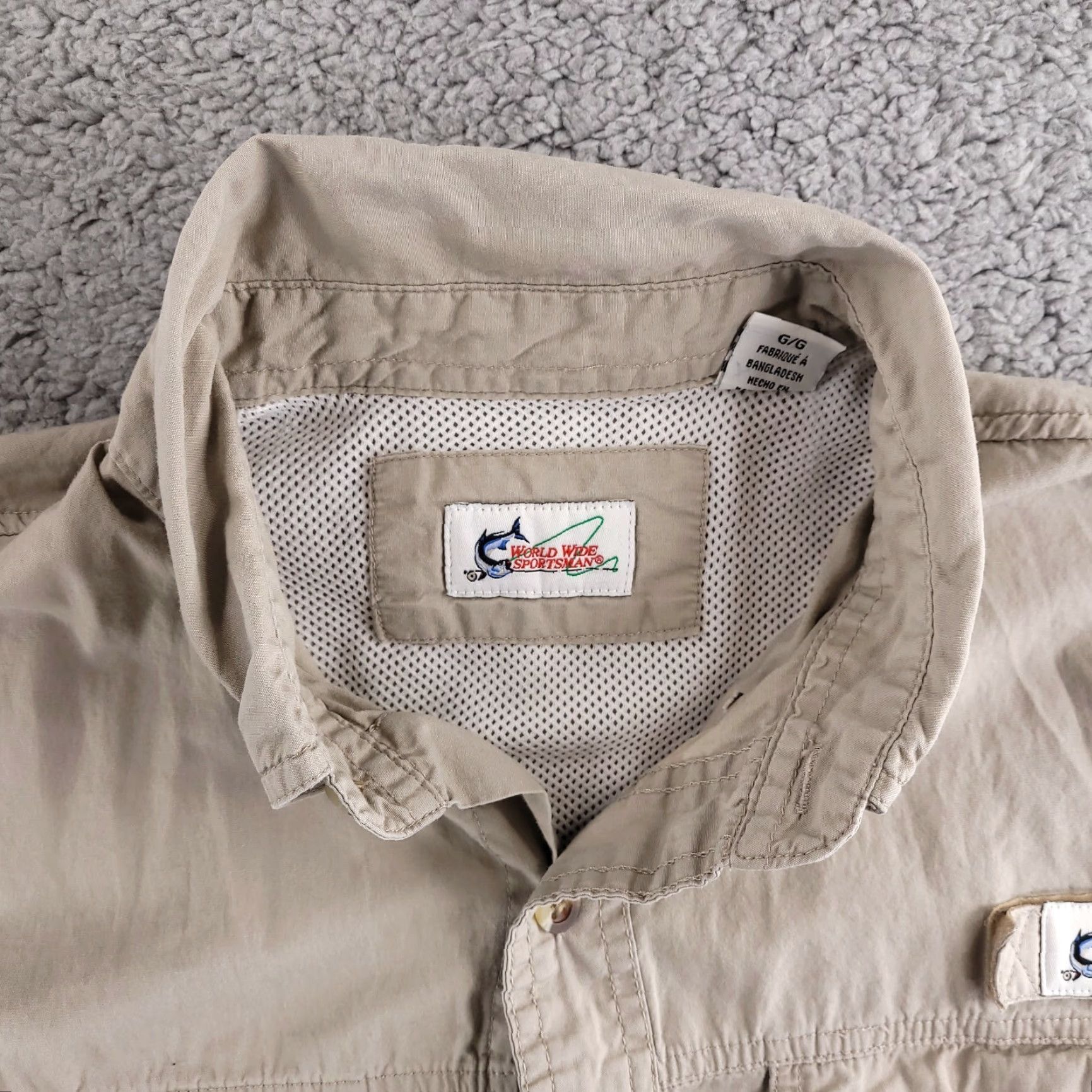 Vintage VINTAGE World Wide Sportsman Short Sleeve Button-Up Shirt Mens Brown Large Vented Fishing Shirt Size US L / EU 52-54 / 3 - 2 Thumbnail