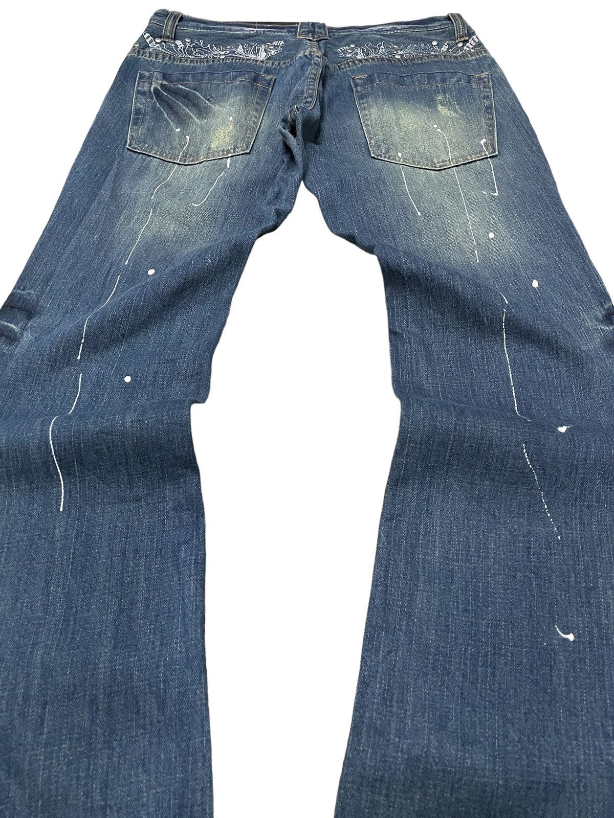 Hysteric Glamour × Japanese Brand Root Three Japan Paint Splatter Studded Flared Jeans Size US 32 / EU 48 - 21 Thumbnail