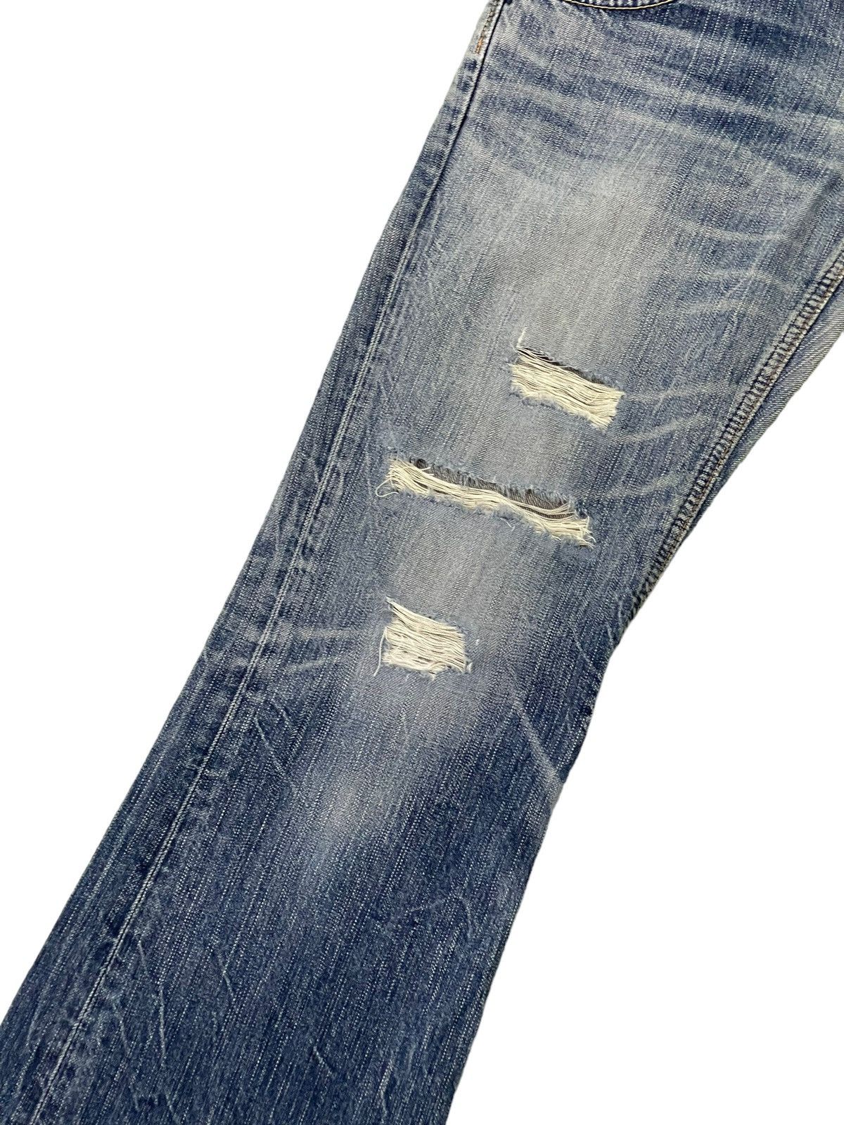 Edwin Flare Jeans Edwin Japan Distress Low Rise Boot Cut 7🟦3 Size US 30 / EU 46 - 6 Thumbnail
