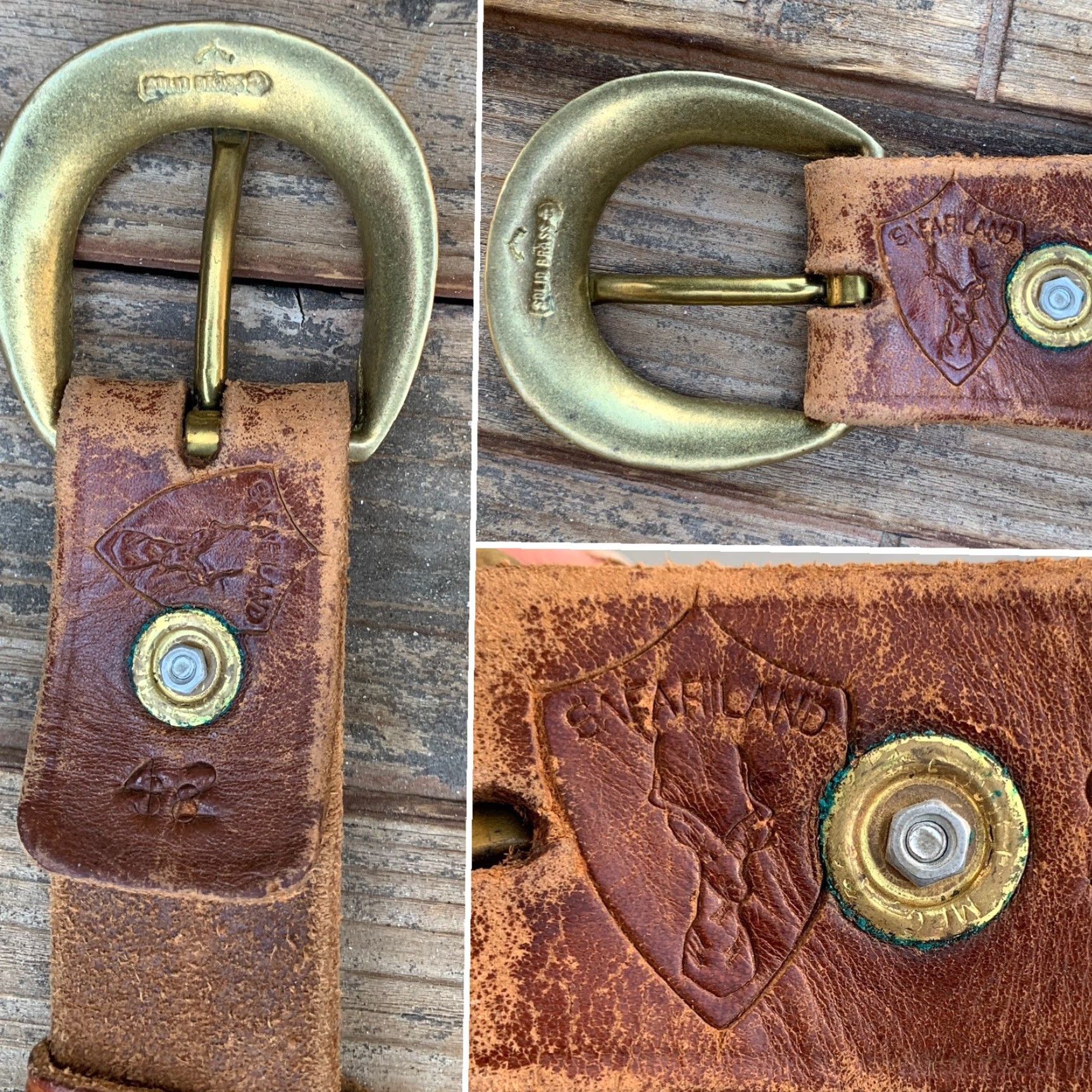 Vintage VINTAGE Safariland Leather Ammo Belt Distressed From Wear Size 42 Brass Buckle Size 42 - 3 Thumbnail