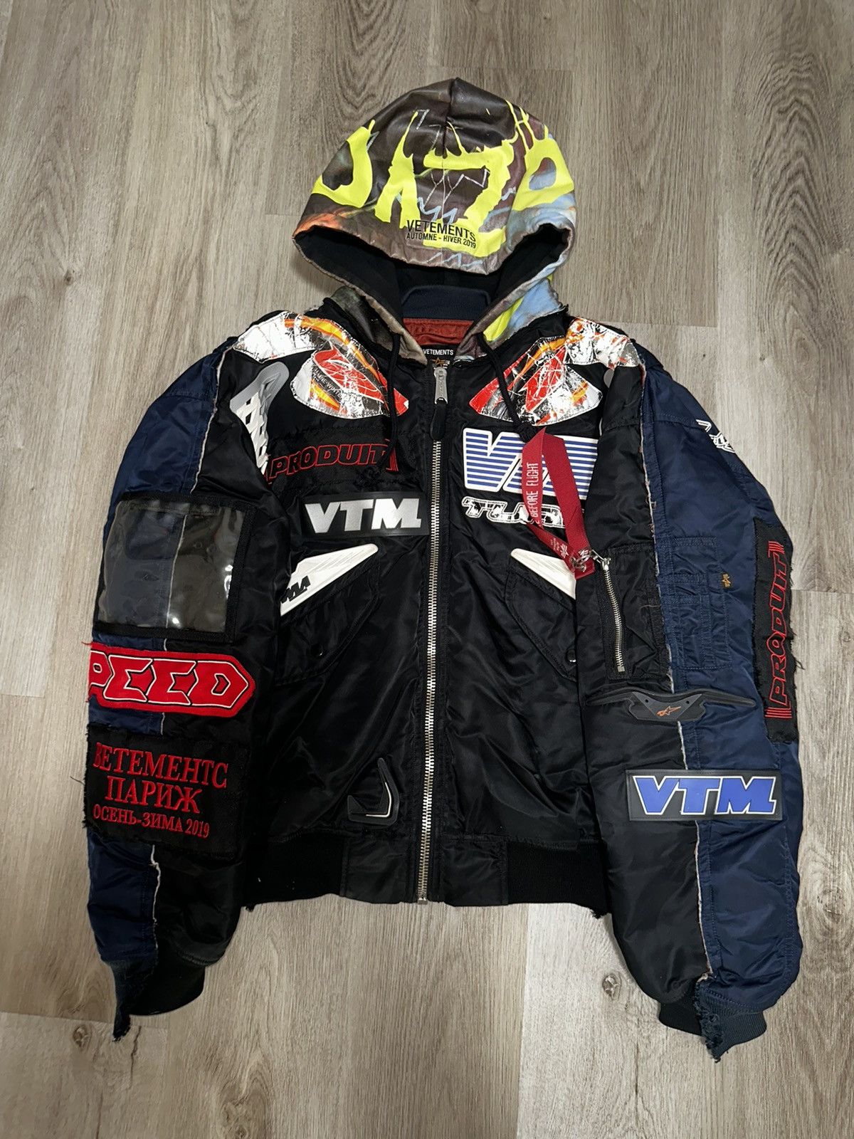 image of Vetements Racing Bomber in Black, Men's (Size XS)