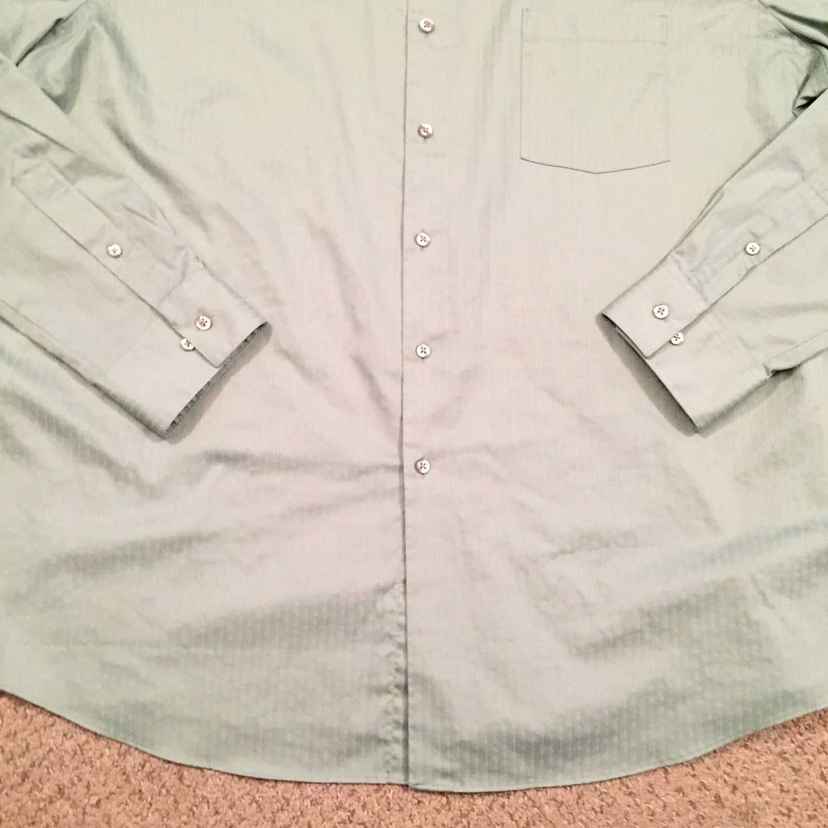 Van Heusen Van Heusen Shirt Mens 2XL Green Striped Long Sleeve Button-Up Stretch Size US XXL / EU 58 / 5 - 4 Thumbnail