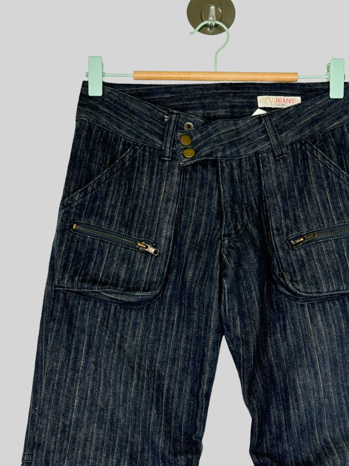 If Six Was Nine × Japanese Brand × Le Grande Bleu (L.G.B.) FLARE RU JEANS COLOR STRIPED MULTIPLE POCKET CARGO Size US 27 - 4 Thumbnail