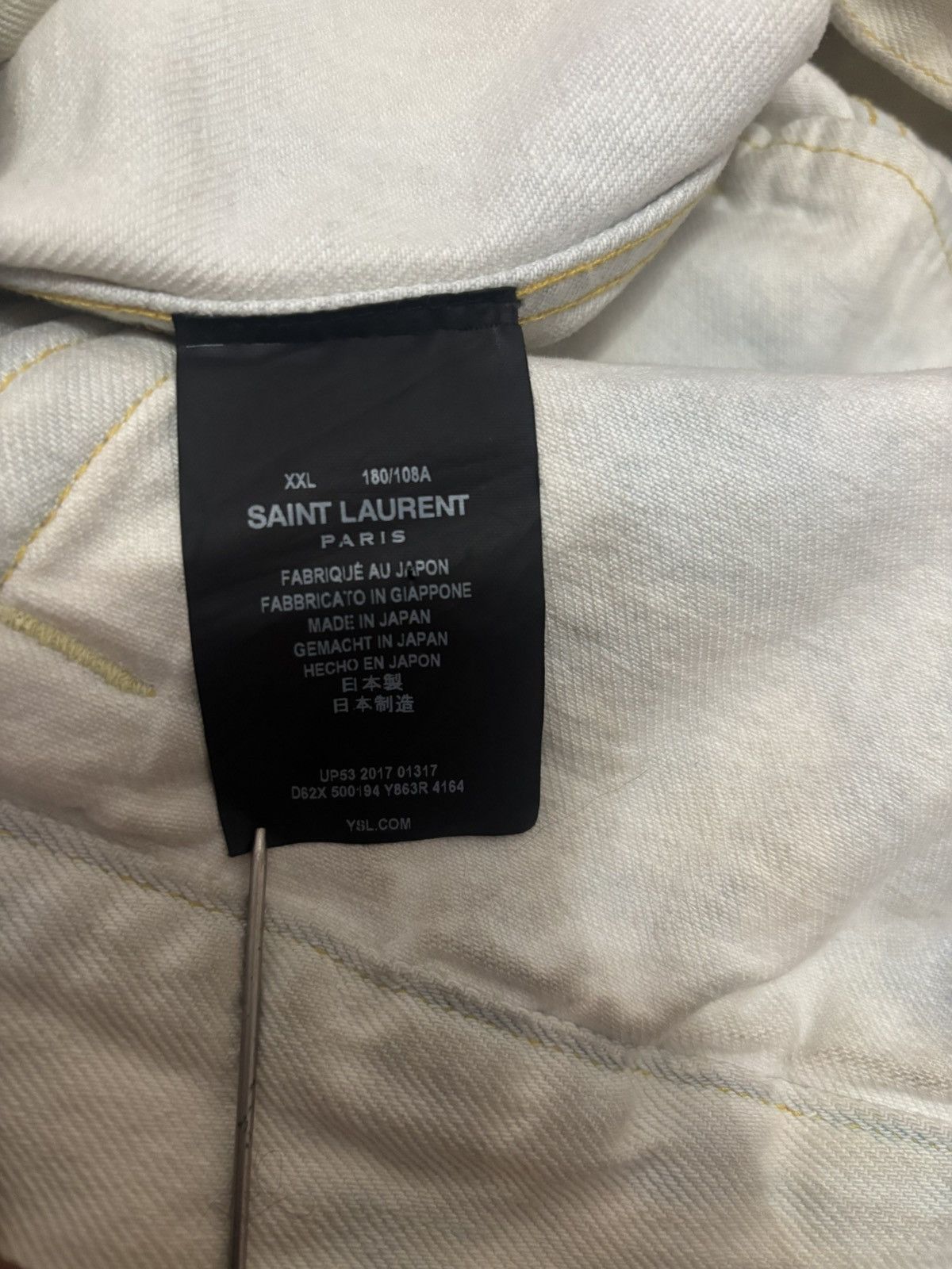 Saint Laurent Paris Saint Laurent White Denim Trucker Jacket Size XXL / US 16-18 / IT 52-54 - 6 Thumbnail