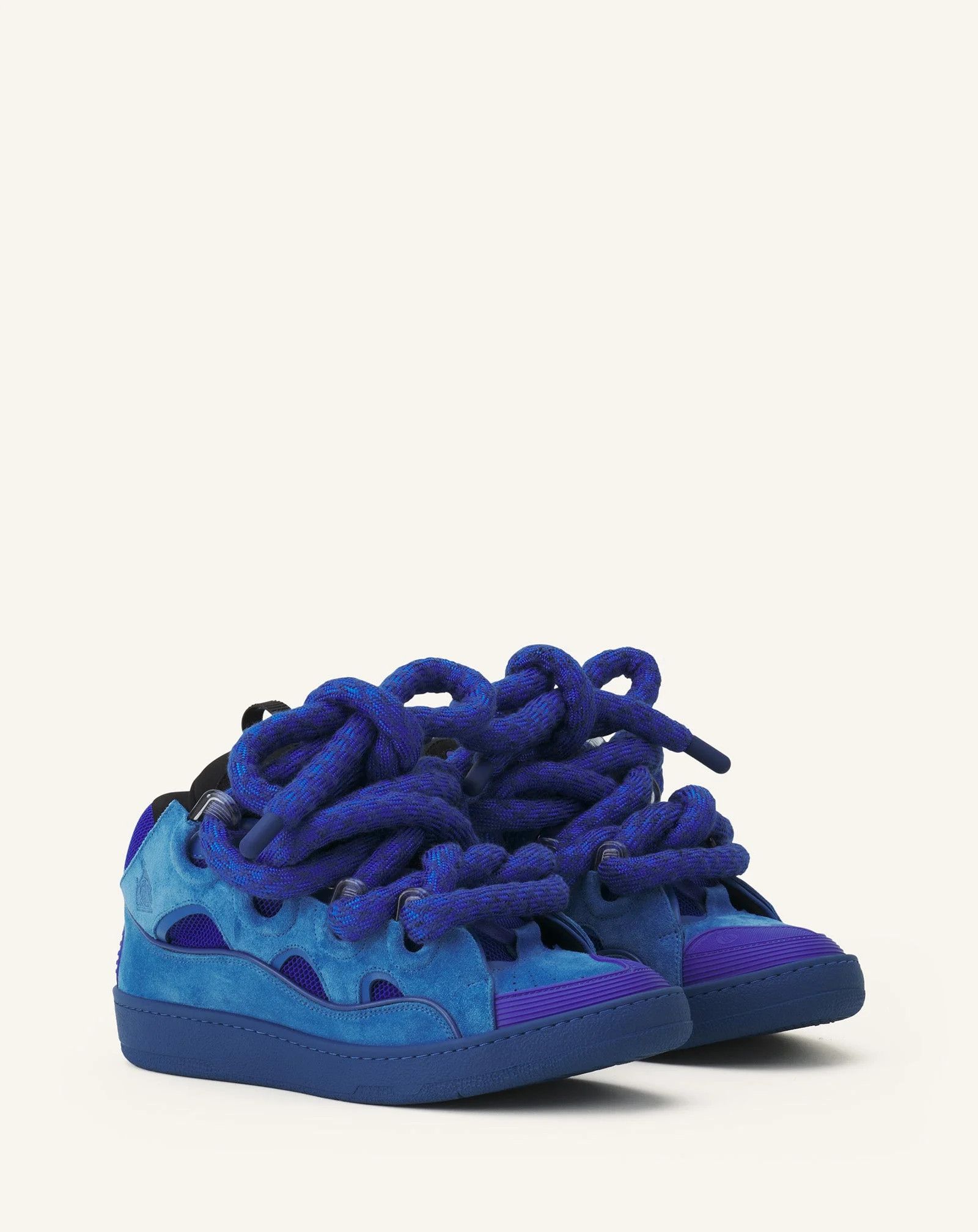Lanvin os11x0526 Curb Sneakers In Leather With Snake Laces in Blue Size US 11 / IT 41 - 2 Thumbnail