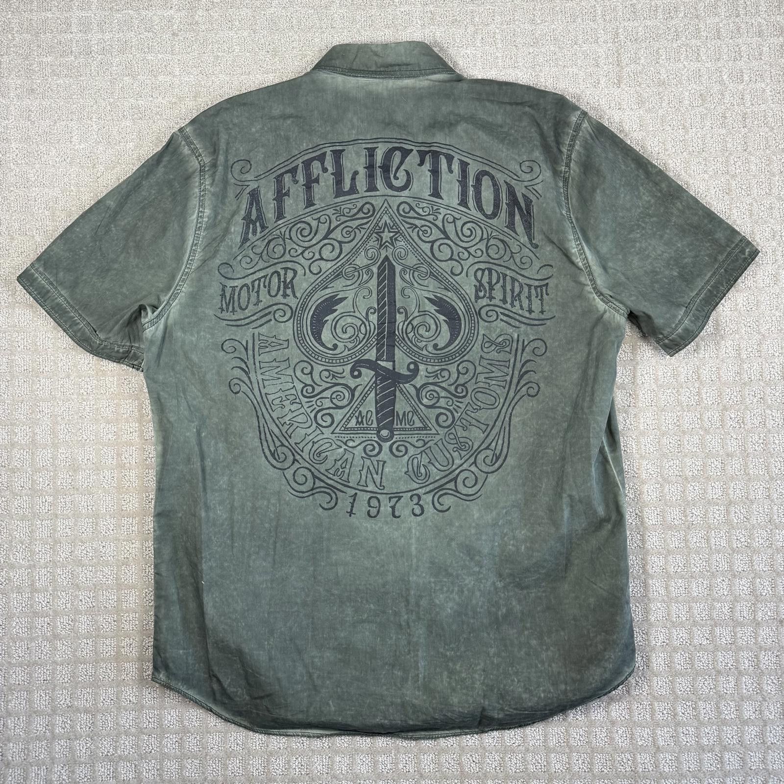 Affliction Affliction Motor Spirit Button Up Shirt XL Green Size US XL / EU 56 / 4 - 1 Thumbnail