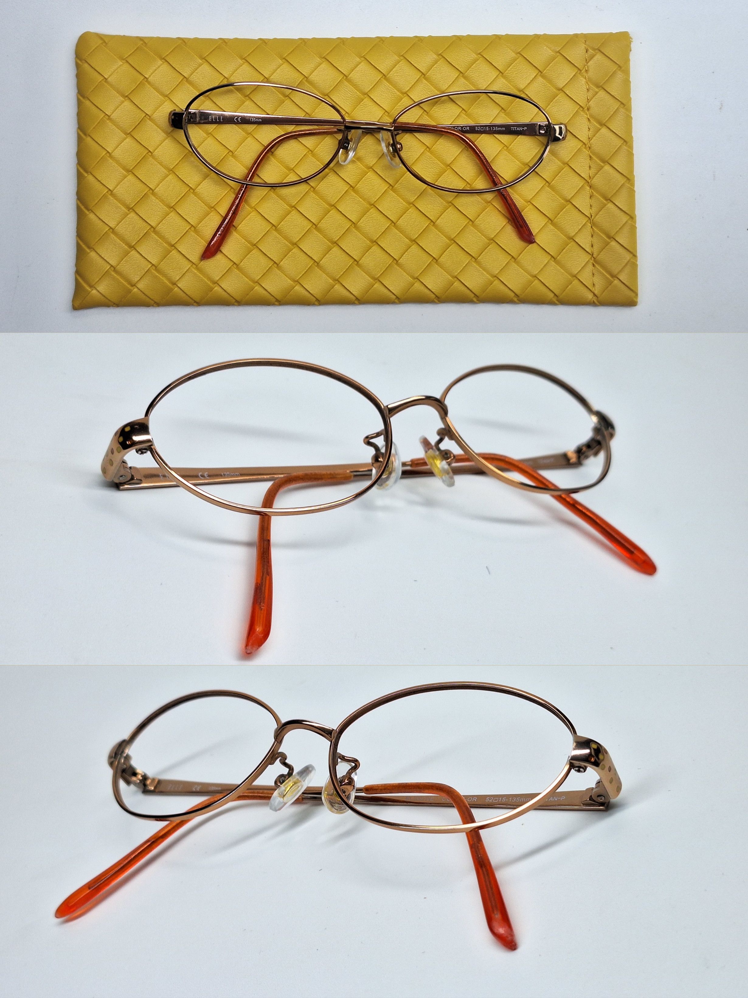 Other ELLE EL25916E TITAN-P Pure Titanium Gold Oval Eyeglass Frame Size ONE SIZE - 8 Thumbnail