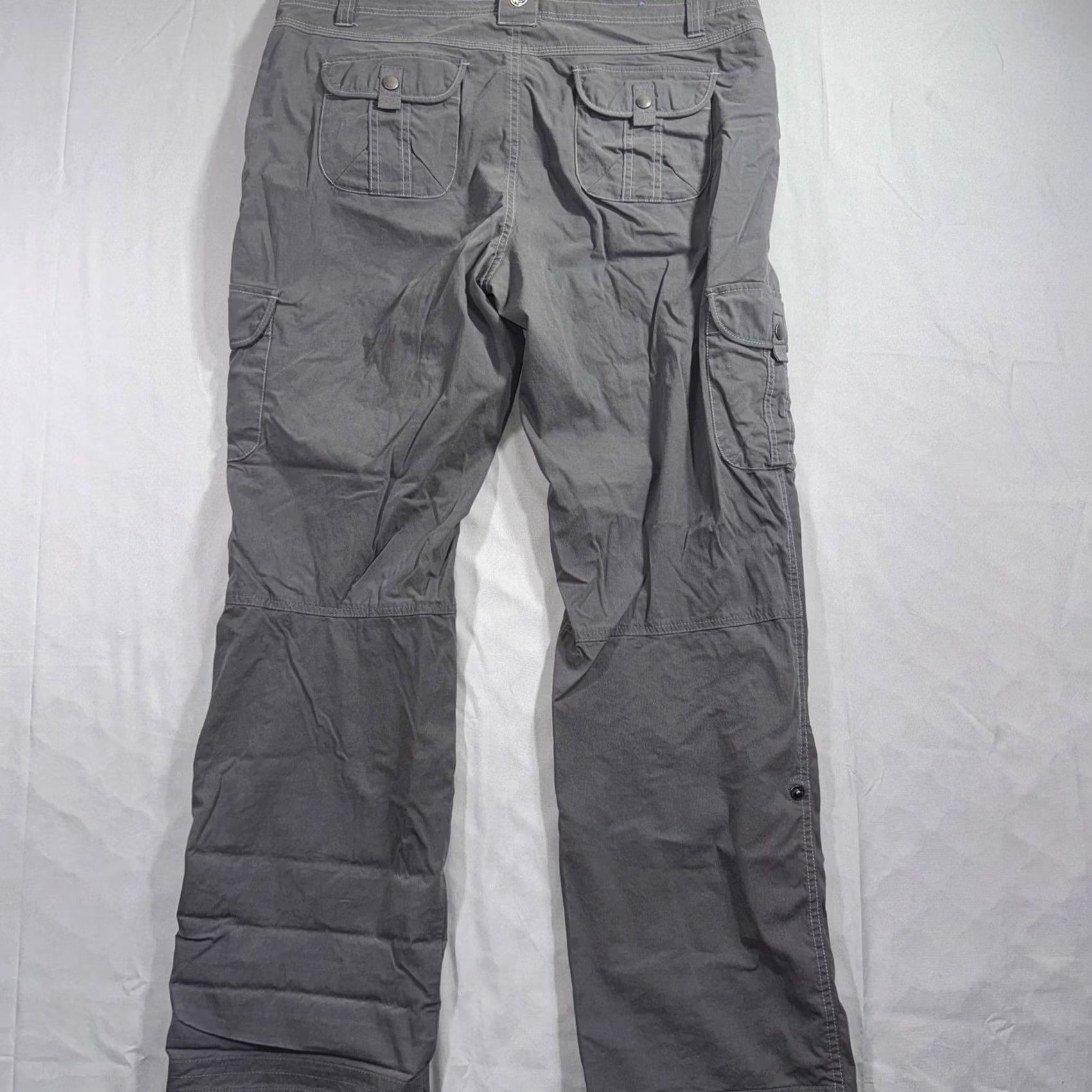 Vintage KÜHL Legendary Pants Womens 14 Gray Cargo Twill Straight Pockets Zip Back Logo casual outdoor hiking Size 36" / US 14 / IT 50 - 2 Thumbnail