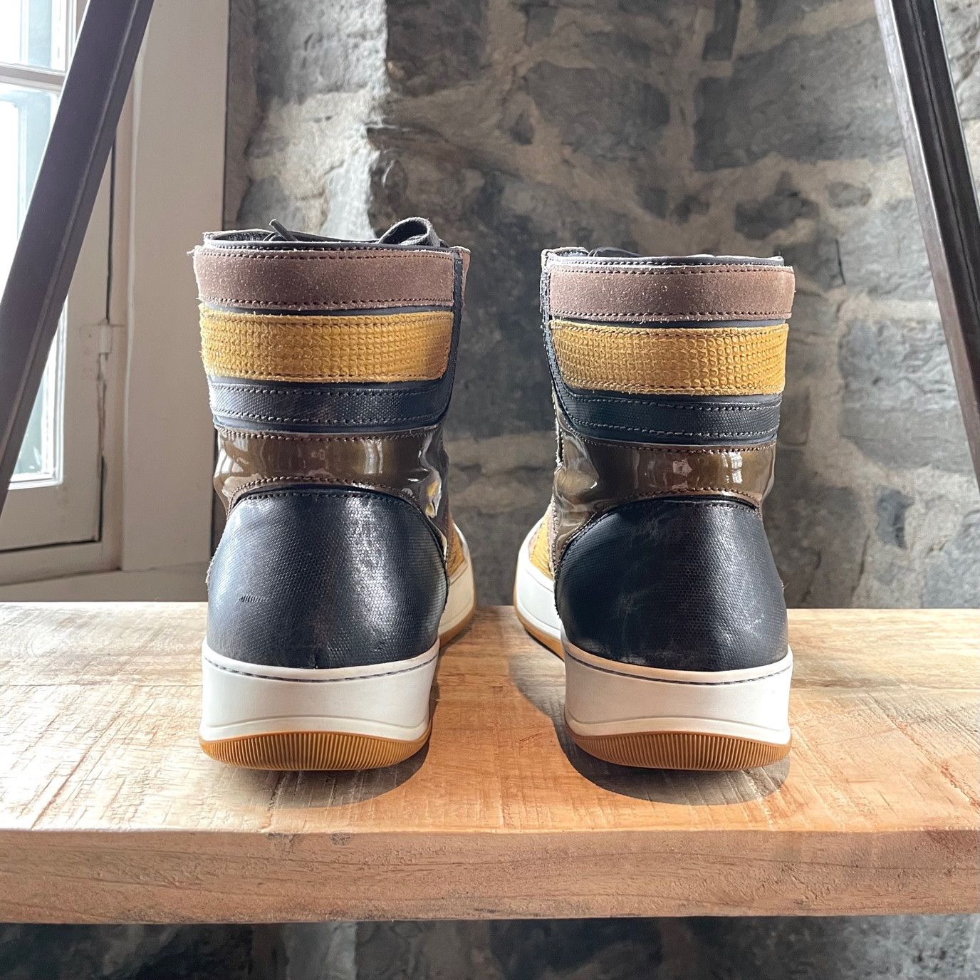 Lanvin Lanvin Yellow Mustard Multi Fabric Combo High-top Sneakers Size US 9 / EU 42 - 4 Thumbnail