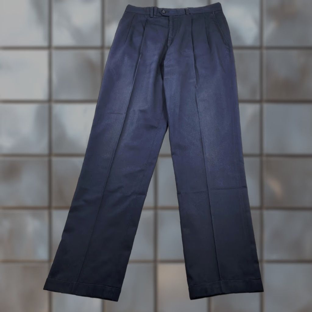 Nordstrom John W. Nordstrom Dress Pants Mens 35x36 Navy Pleated Smartcare Stain Resistant Size US 35 - 1 Thumbnail