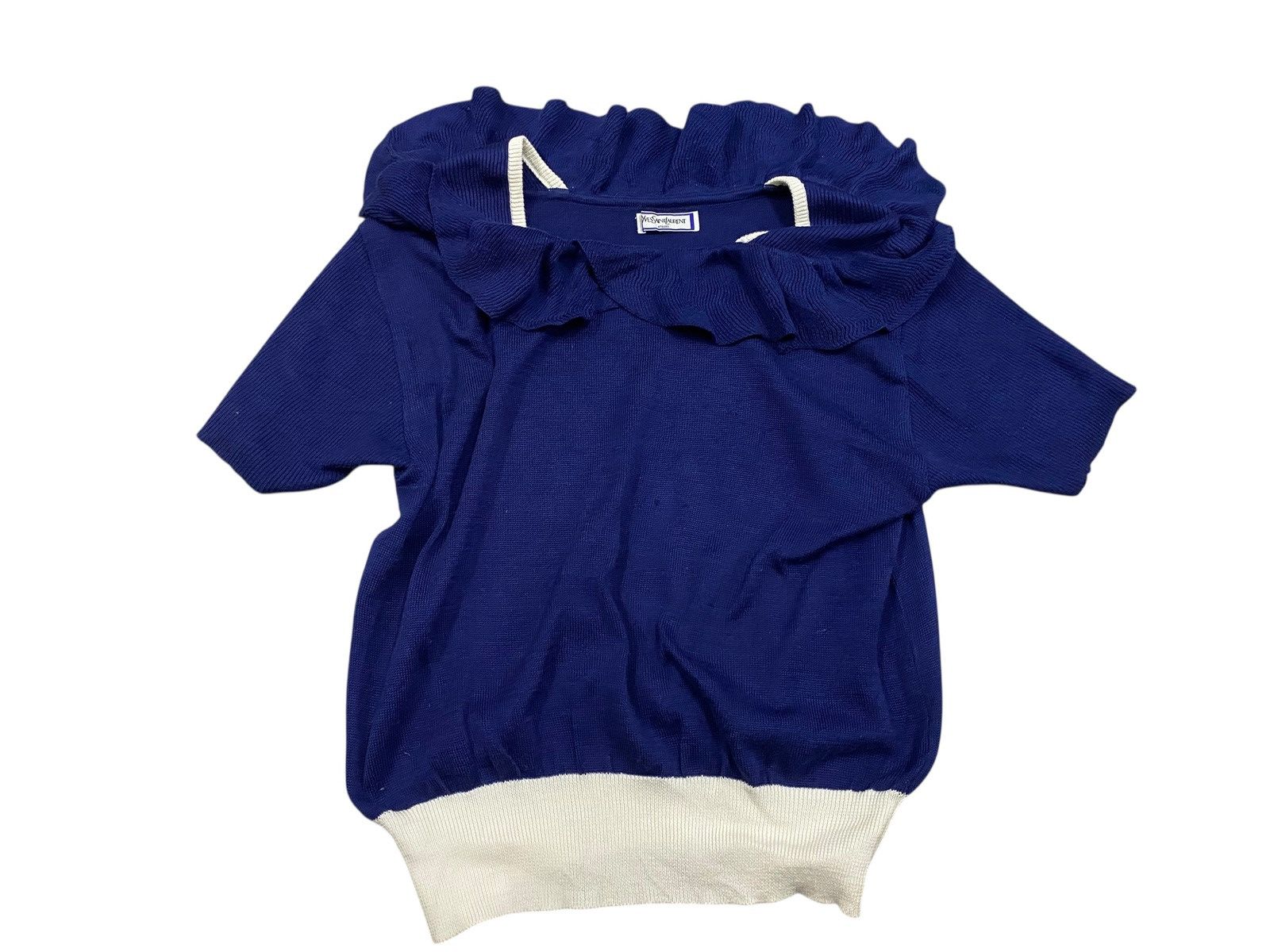 Yves Saint Laurent Vintage Yves Saint Laurent YSL Tricots Ruffle Collar Knit Size M / US 6-8 / IT 42-44 - 1 Thumbnail