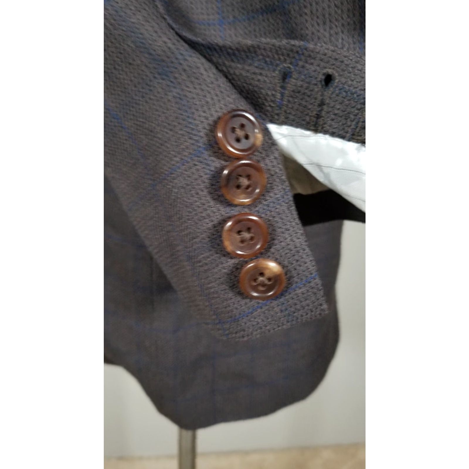 Vintage VINTAGE Scabal Sport Coat Jacket Two Button Single-Breasted Wool Brown Blue Check Notch Lapel 46R 46S Regular Mens Size US S / EU 44-46 / 1 - 4 Thumbnail